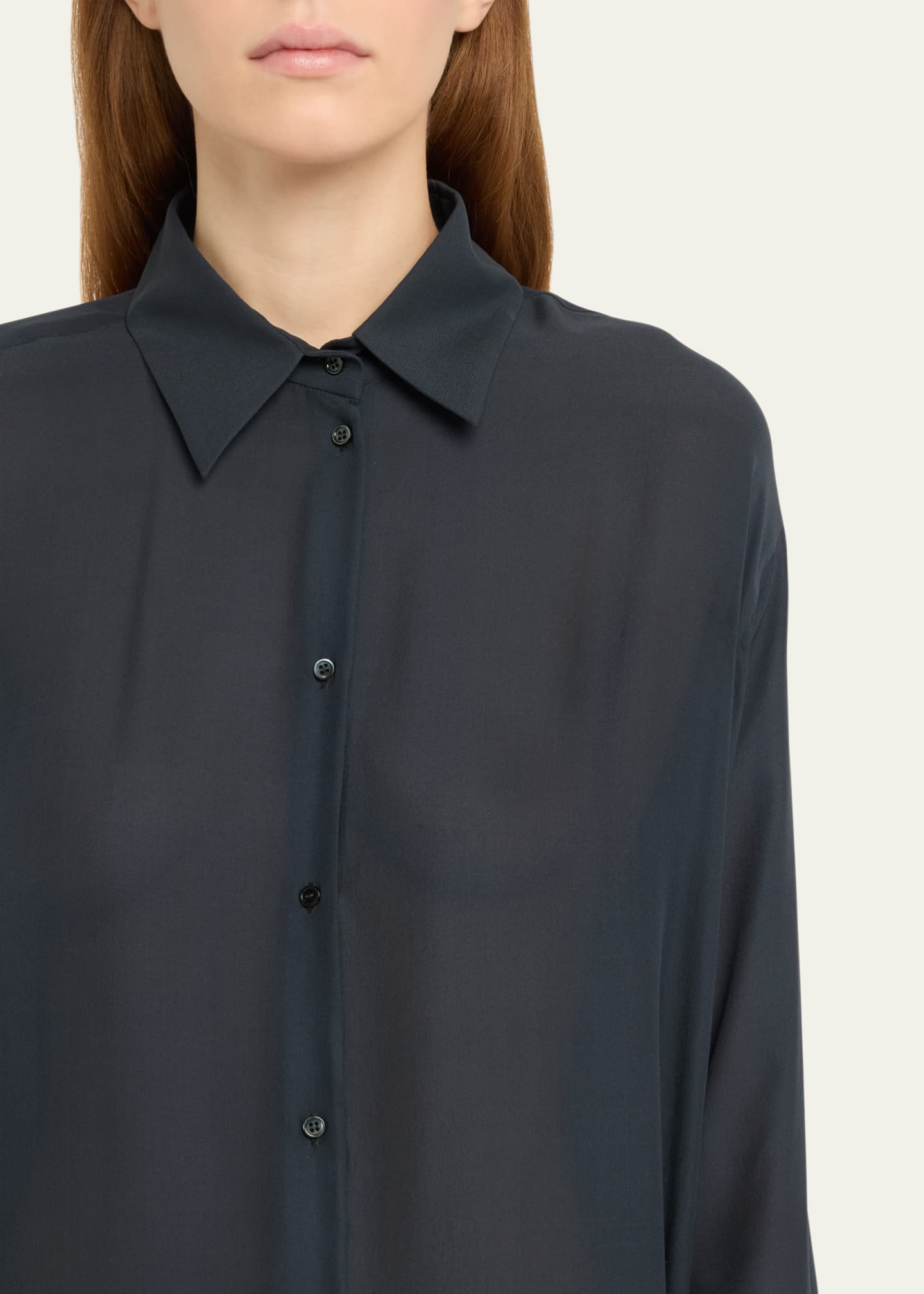INDRESS Oversized Organic Button Down Silk Blouse Image 5 of 5