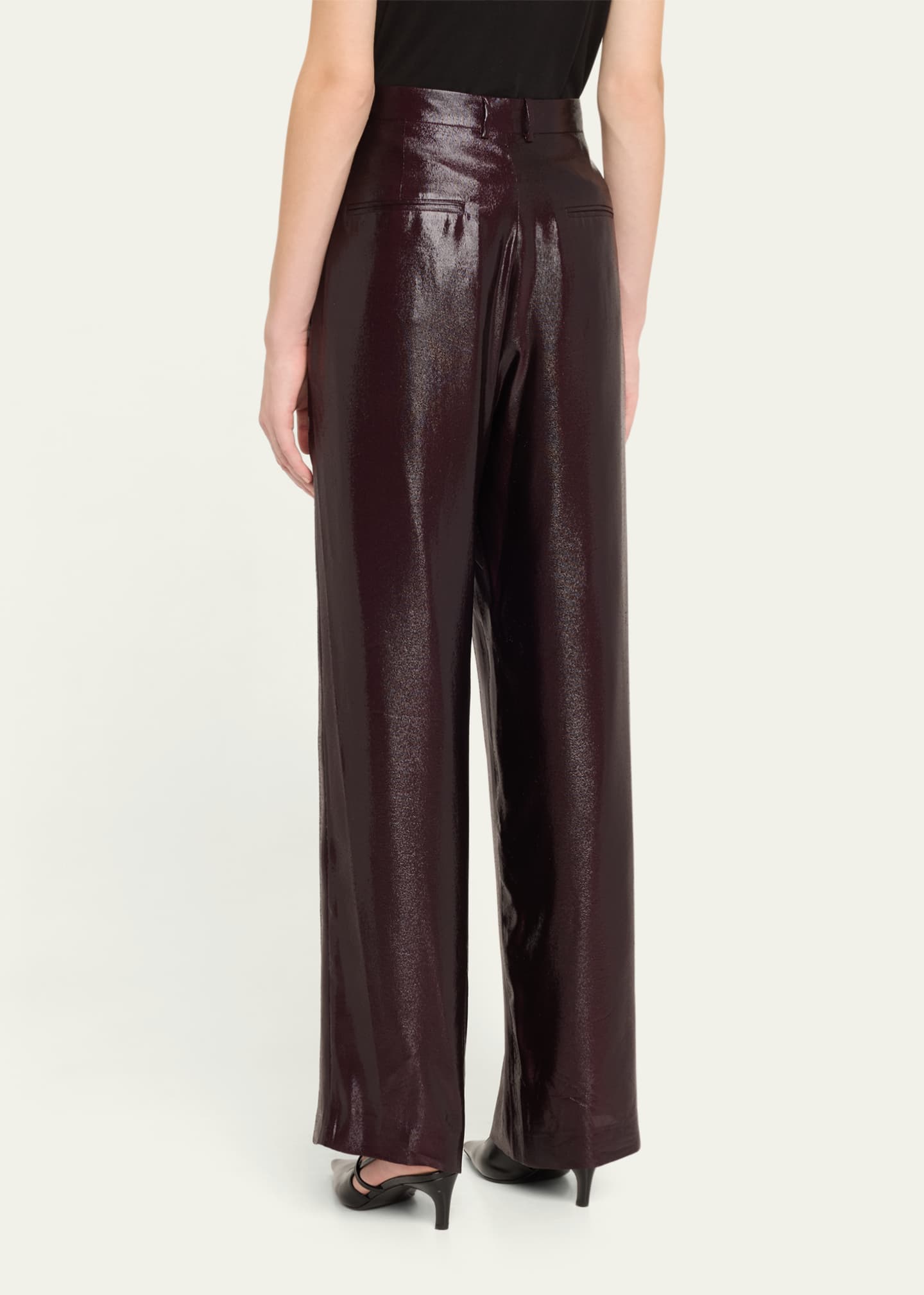 INDRESS Shiny Metallic Wide Leg Pants Image 3 of 5