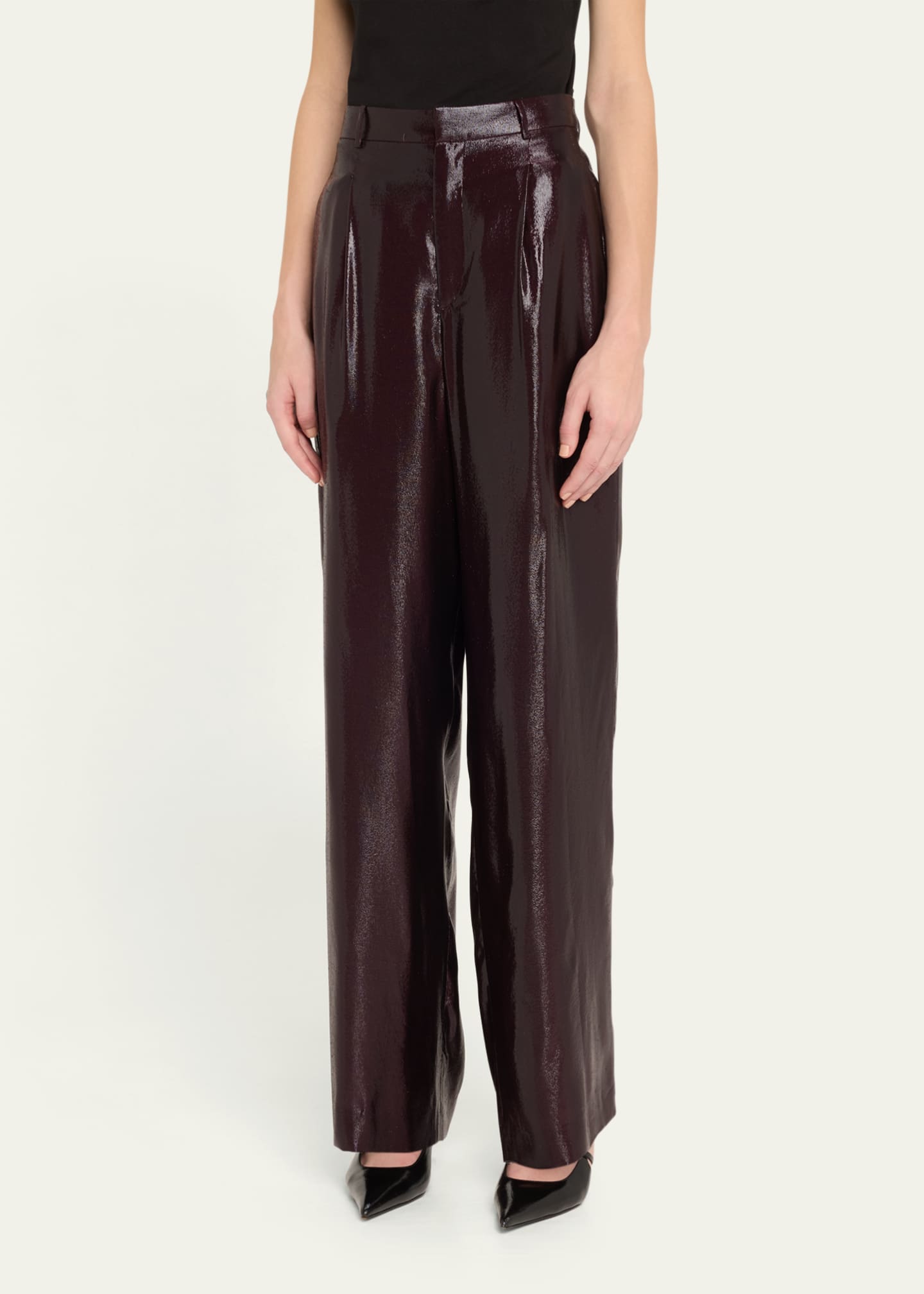 INDRESS Shiny Metallic Wide Leg Pants Image 4 of 5