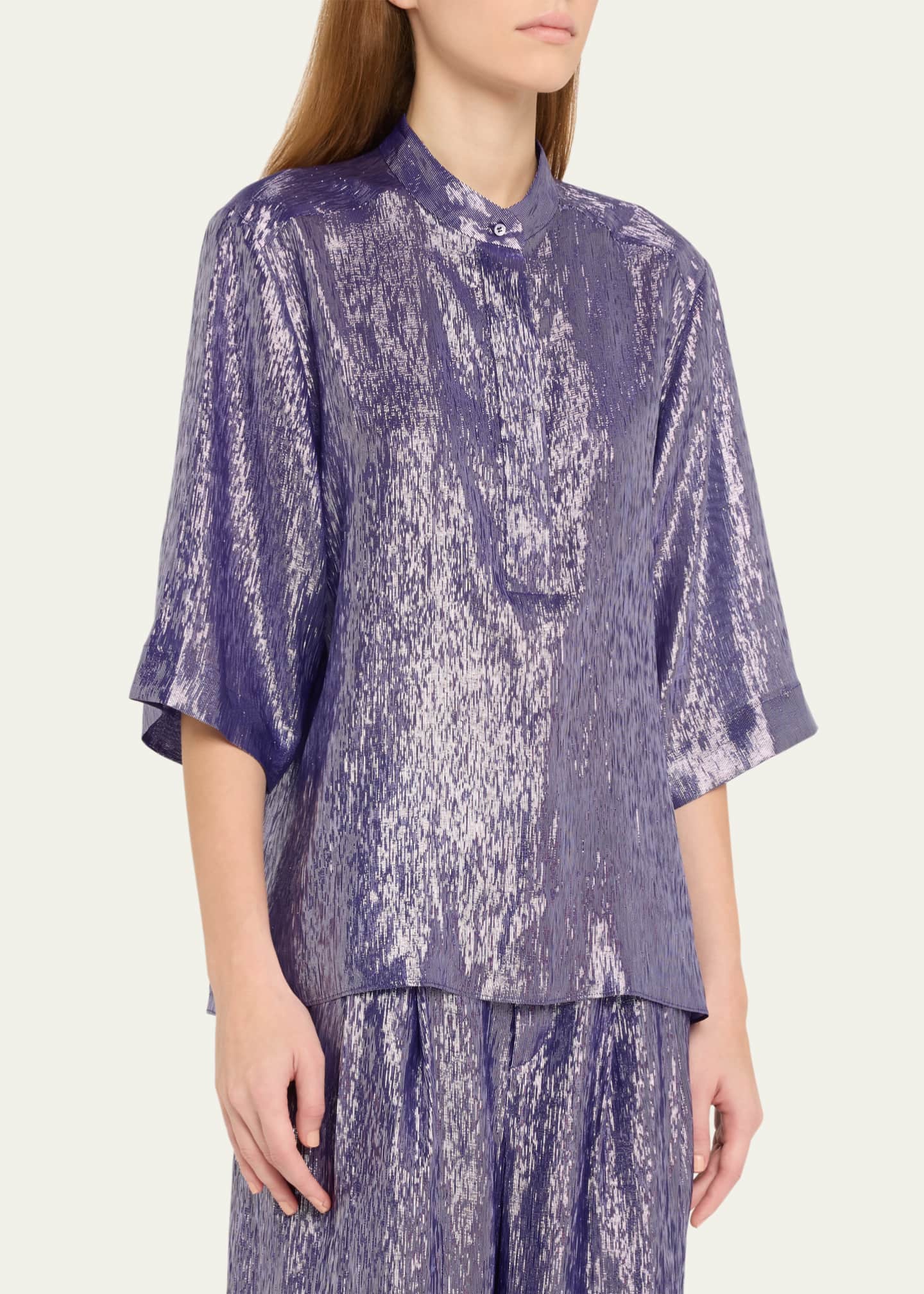 Silk Metallic Voile Tunic