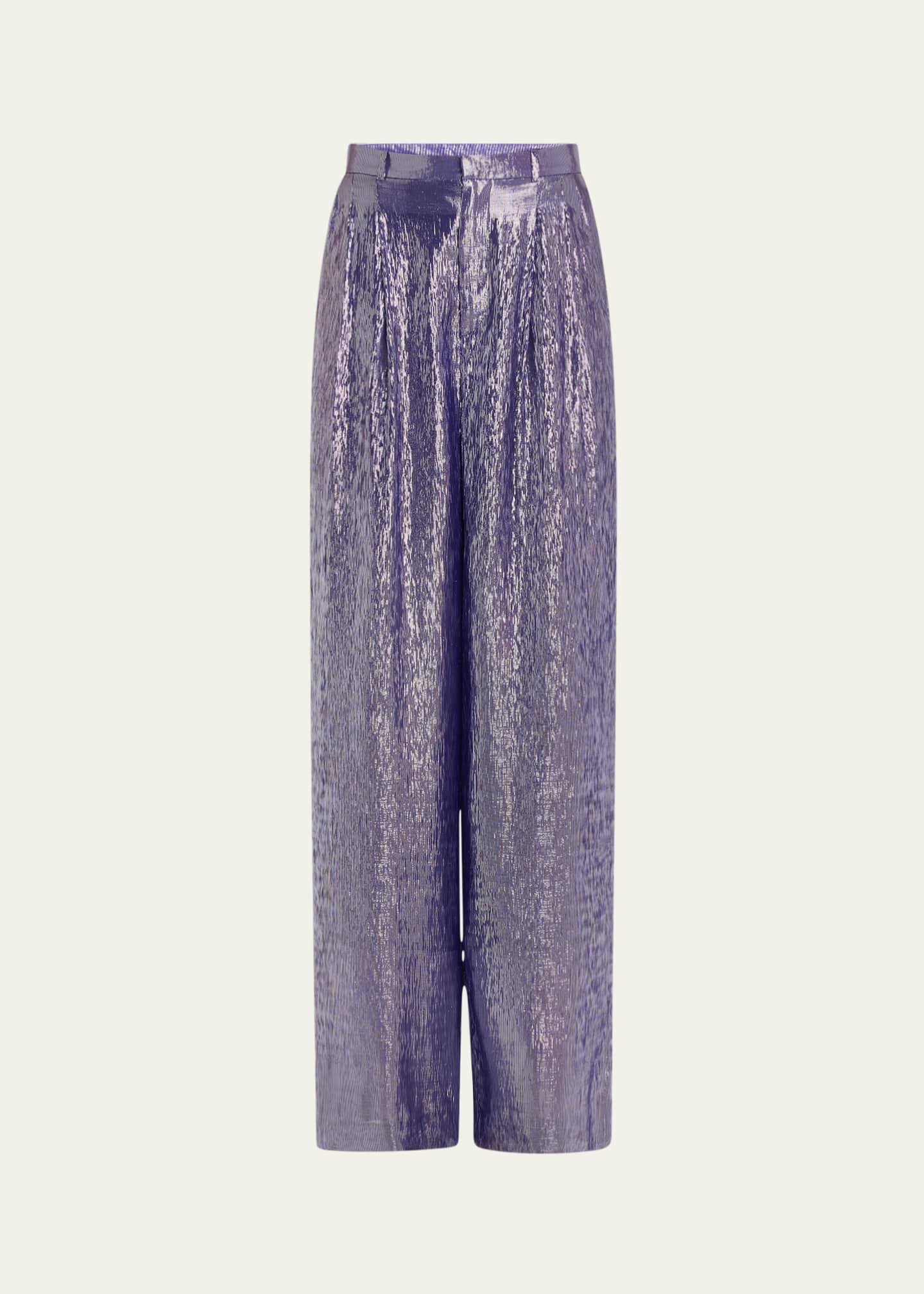 INDRESS Metallic Voile Pleated Wide Leg Pants Image 1 of 5
