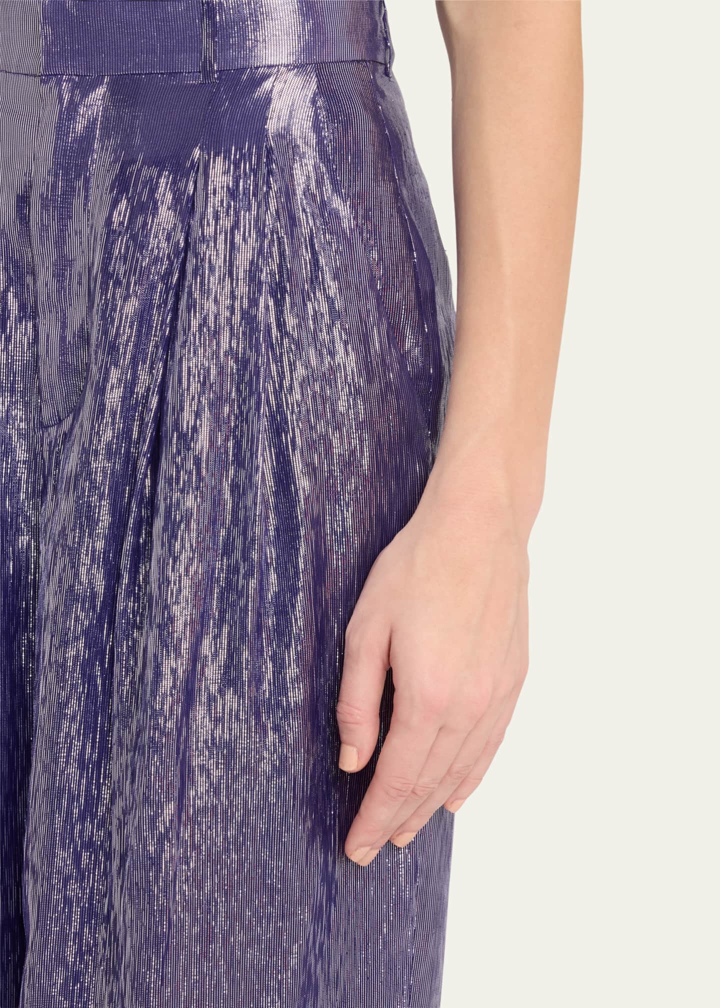 INDRESS Metallic Voile Pleated Wide Leg Pants Image 5 of 5
