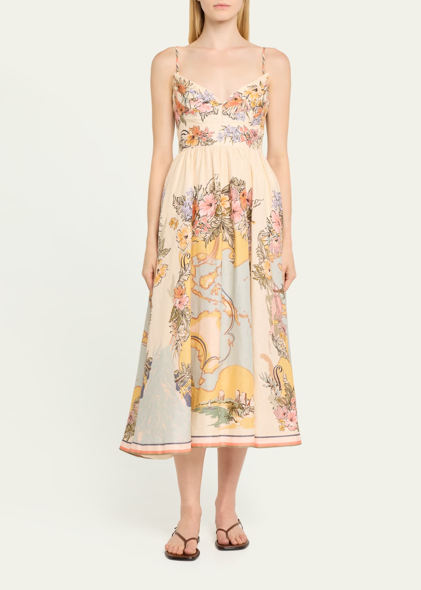 Zimmermann Tallow Nautical Map Tucked Bodice Dress Image 2 of 5