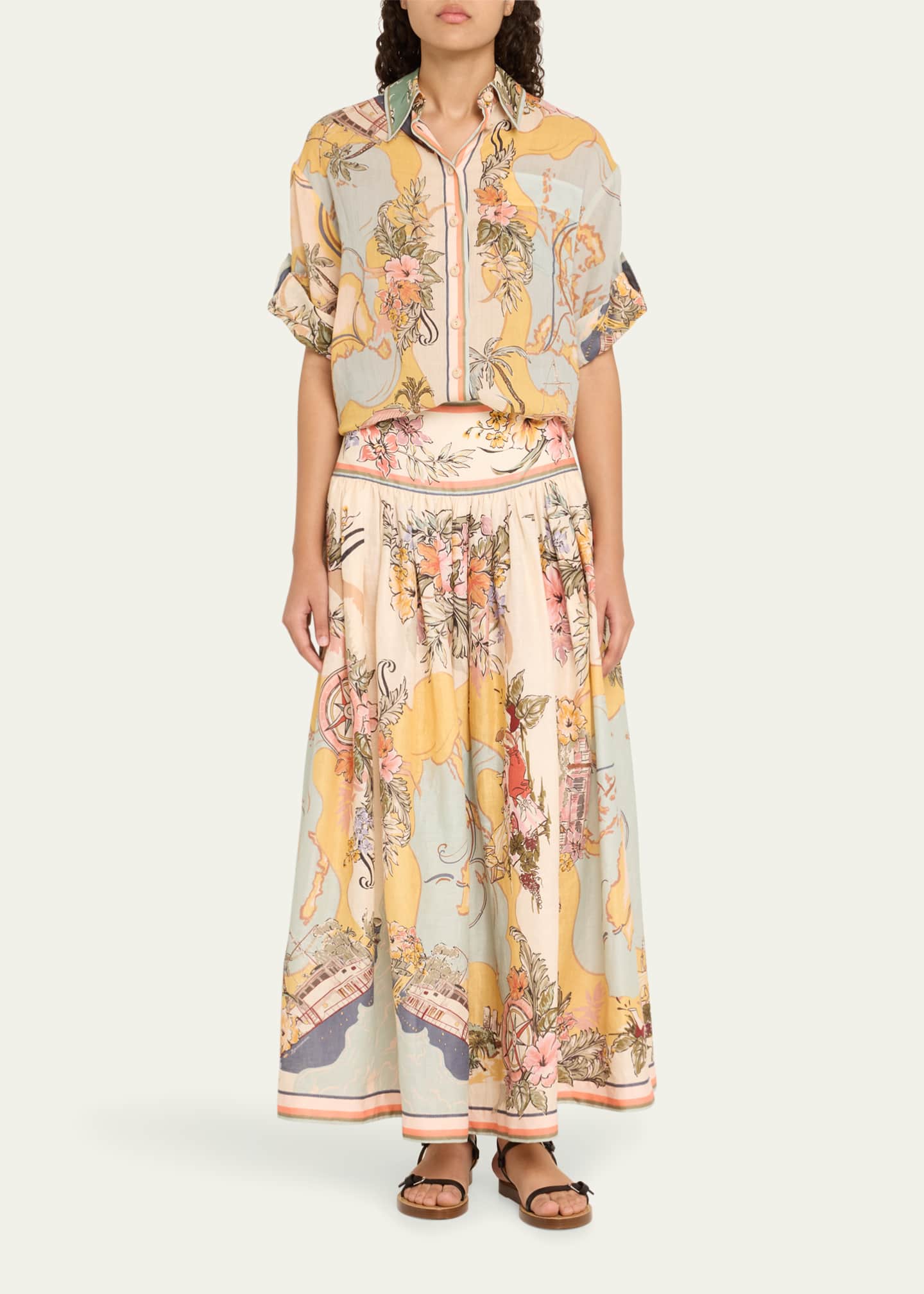 Zimmermann Tallow Nautical Map Relaxed Shirt Image 2 of 5