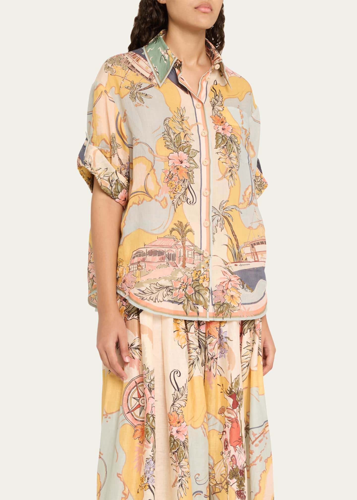 Zimmermann Tallow Nautical Map Relaxed Shirt Image 4 of 5