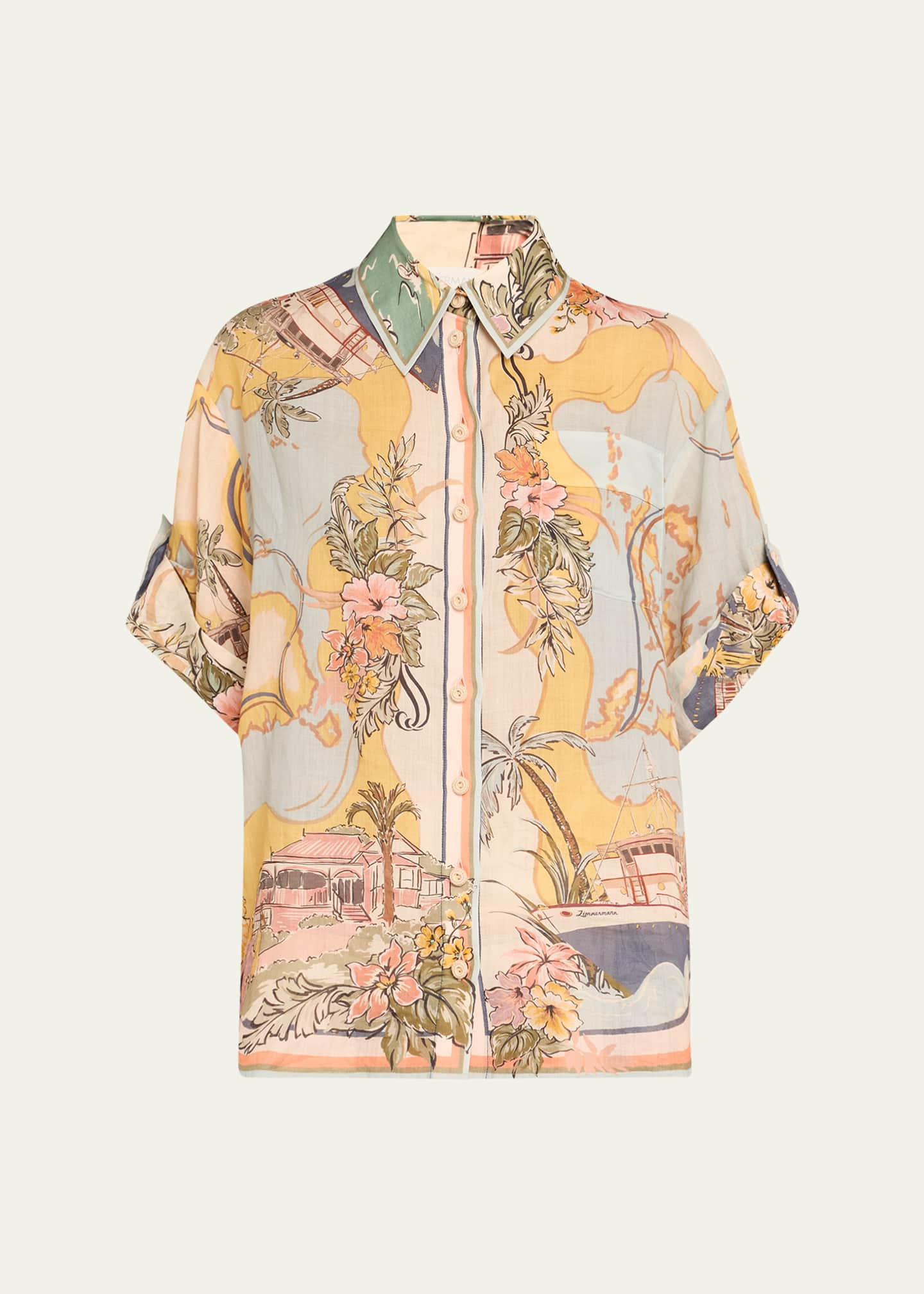 Zimmermann Tallow Nautical Map Relaxed Shirt Image 1 of 5