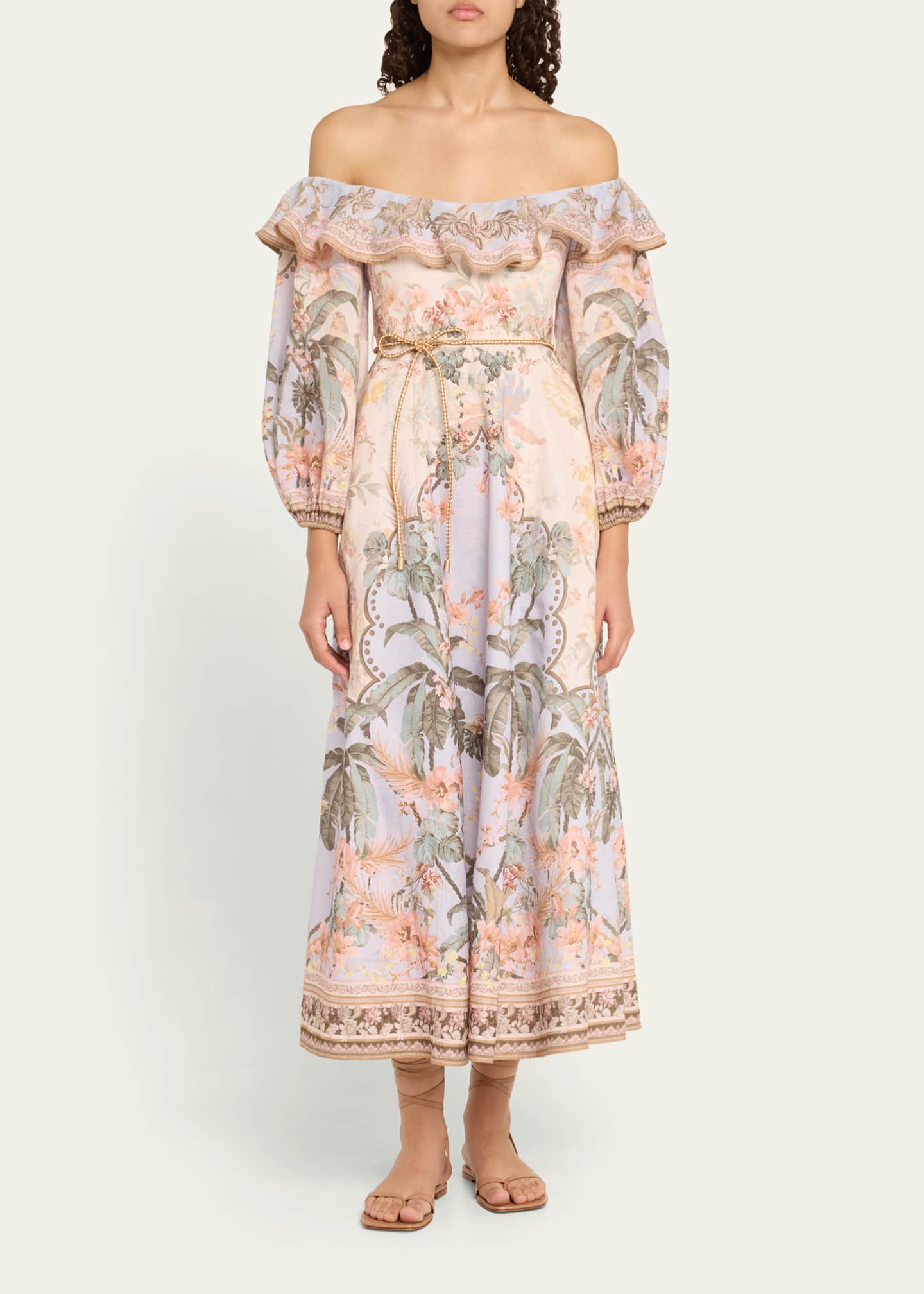 Zimmermann Wylie Off-Shoulder Midi Dress Image 2 of 5