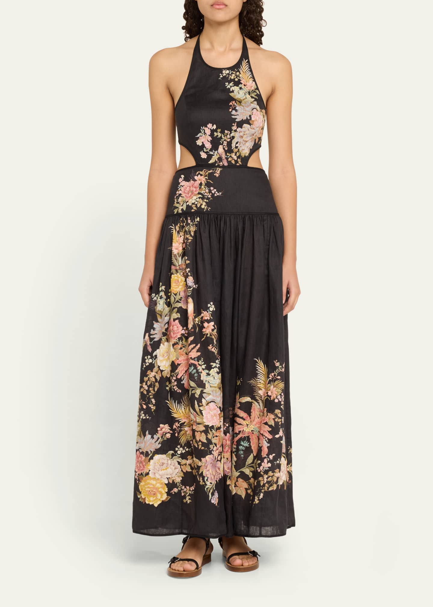 Zimmermann Tallow Floral Halter Midi Dress Image 2 of 5