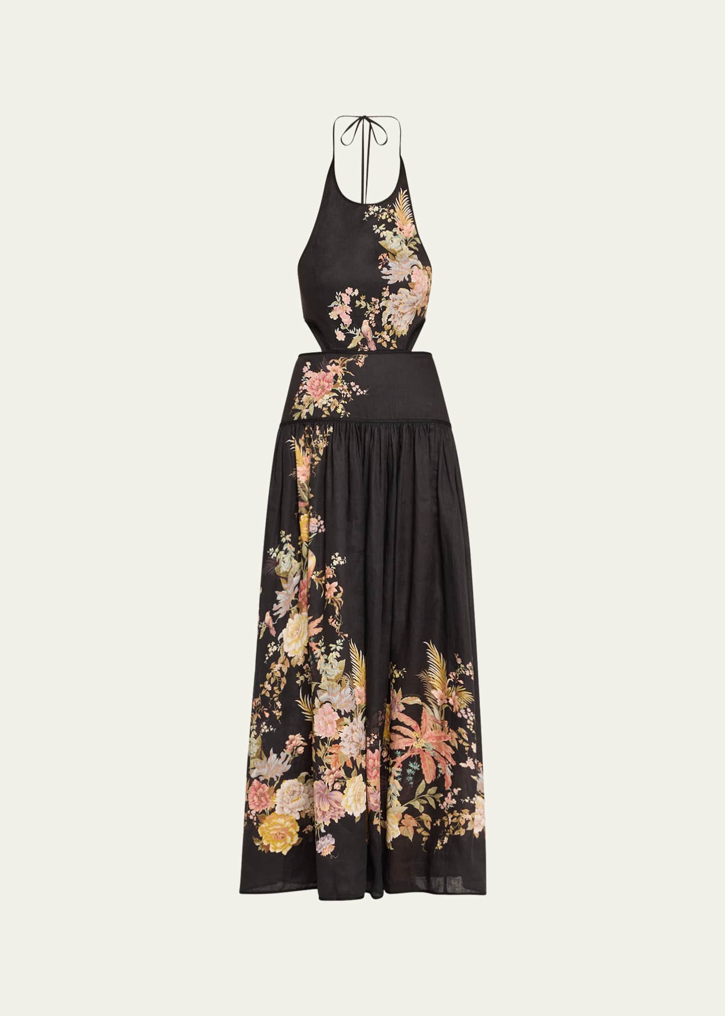 Zimmermann Tallow Floral Halter Midi Dress Image 1 of 5