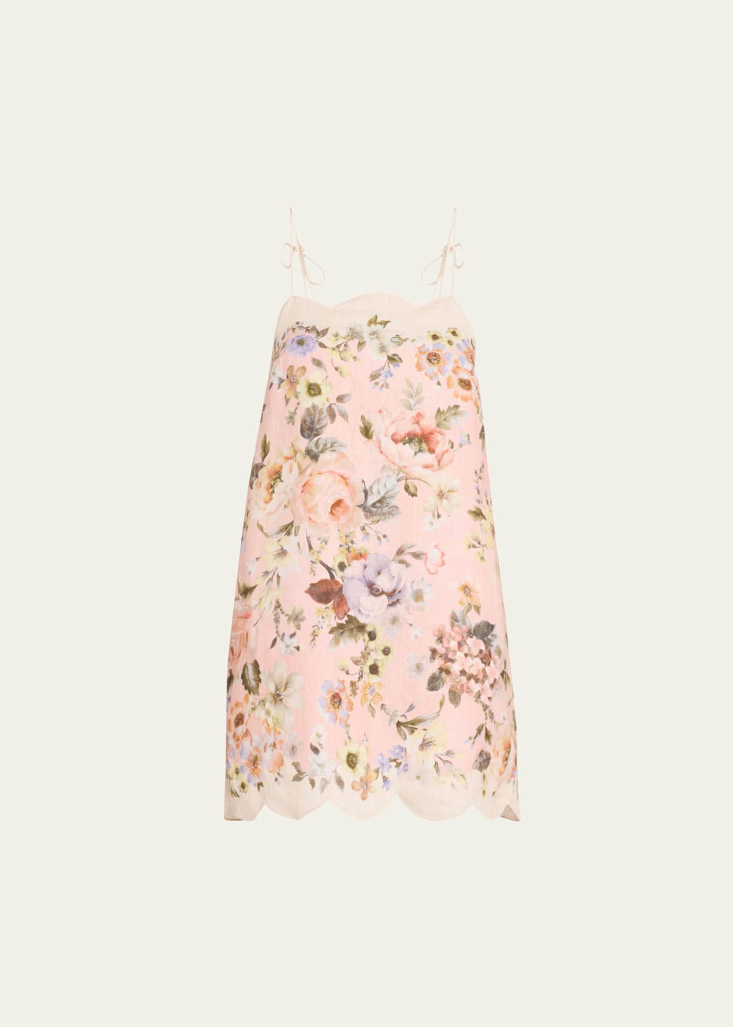 Zimmermann Acacia Floral Scallop-Trim Mini Dress Image 1 of 5