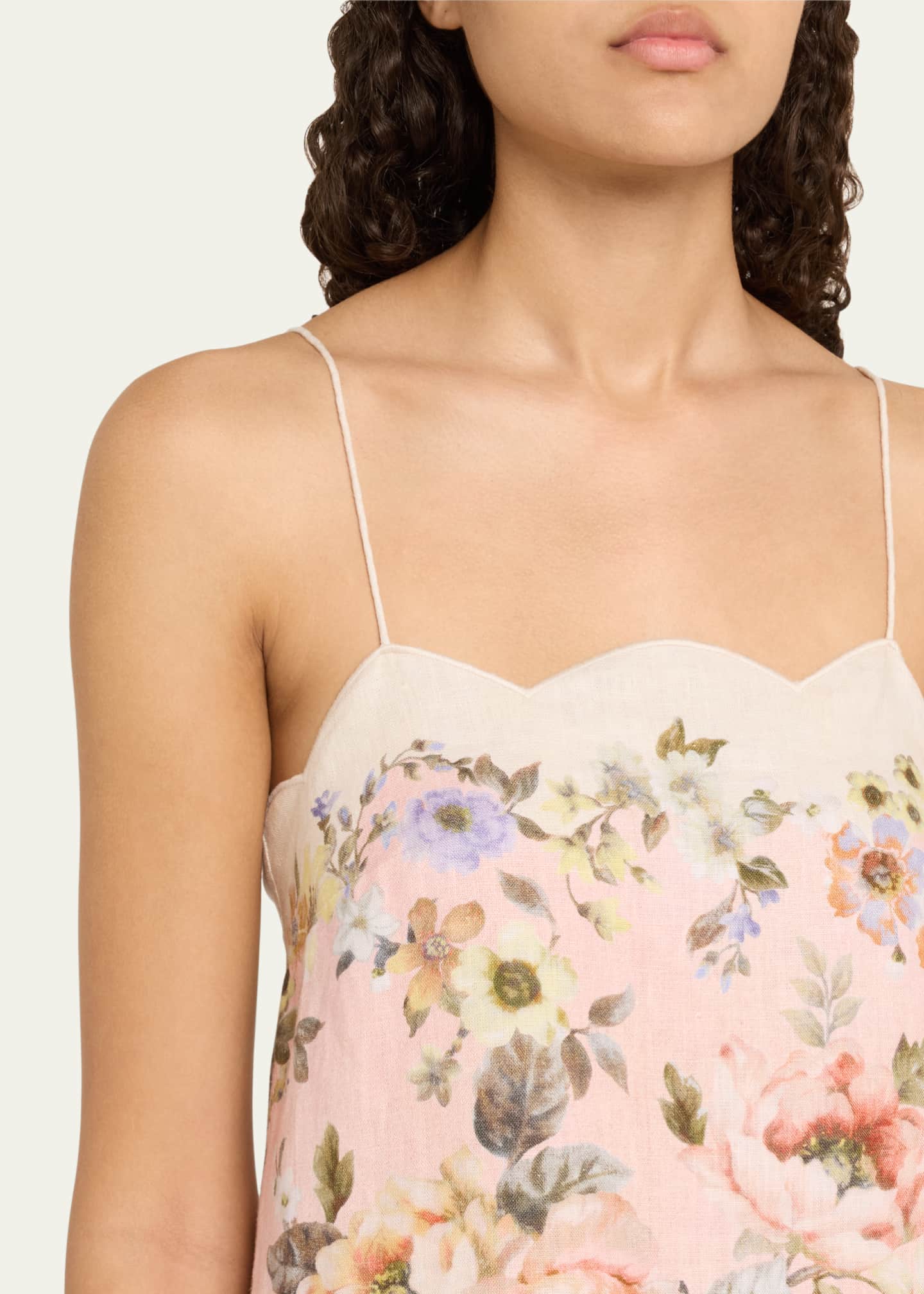Zimmermann Acacia Floral Scallop-Trim Mini Dress Image 5 of 5