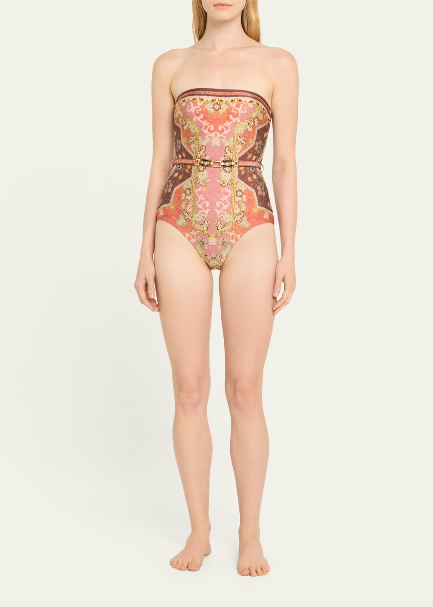 Zimmermann Wylie Belted Bandeau One-Piece Swimsuit Image 2 of 4