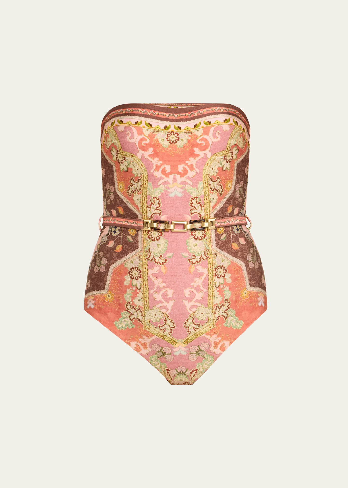 Zimmermann Wylie Belted Bandeau One-Piece Swimsuit Image 1 of 4