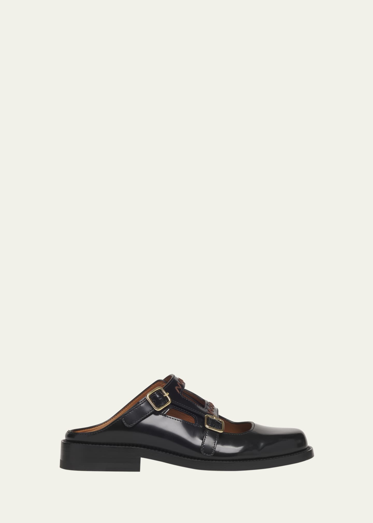 Marni Leather Logo Dual Mary Jane Sabot Mules Image 1 of 3