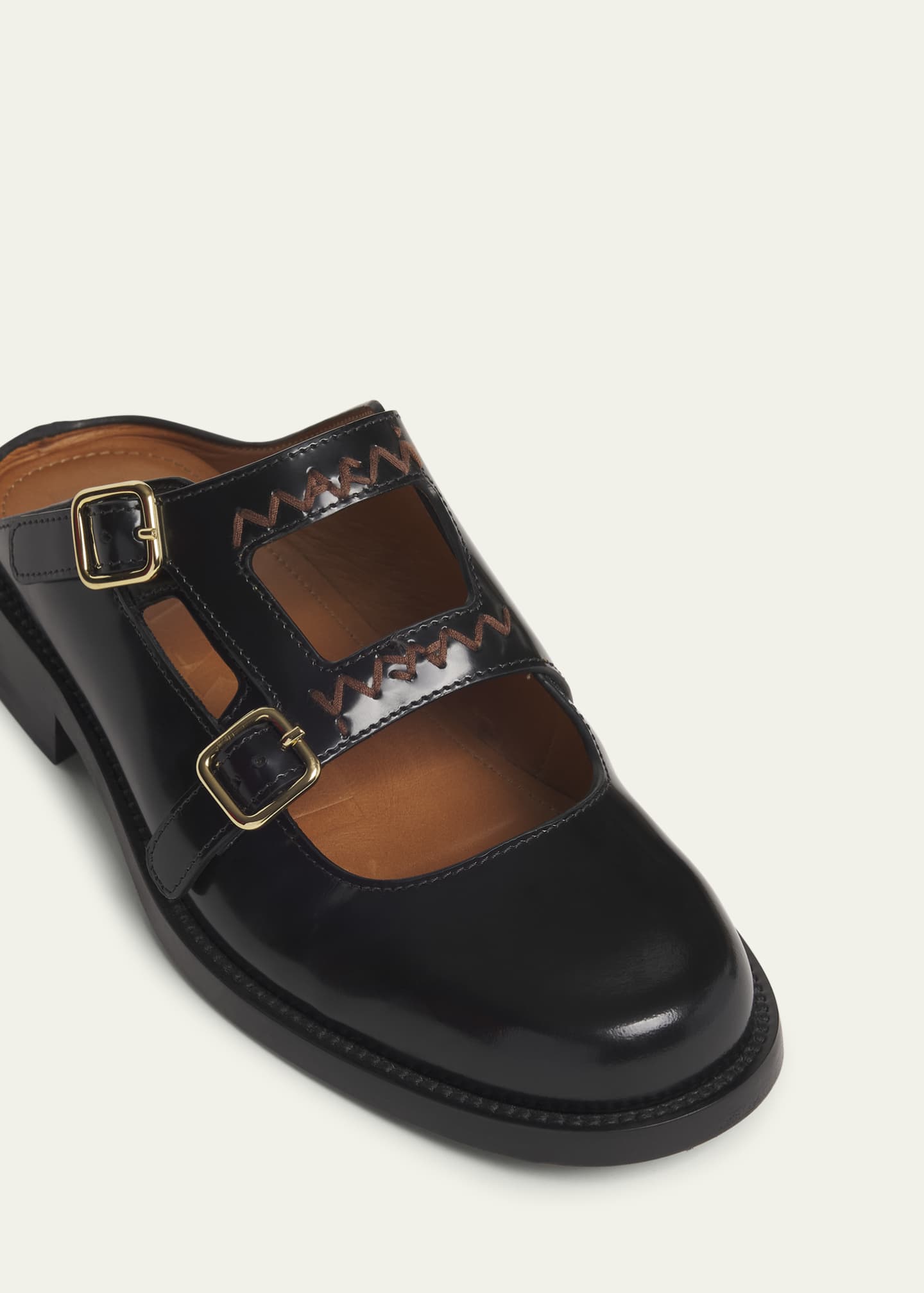 Marni Leather Logo Dual Mary Jane Sabot Mules Image 3 of 3