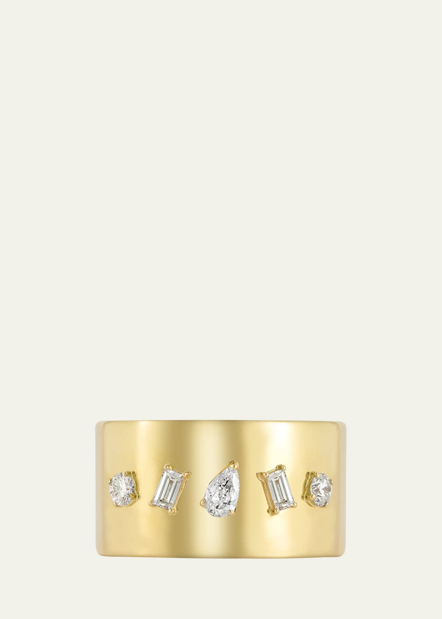 EF Collection 14K Yellow Gold Multifaceted Diamond Statement Ring