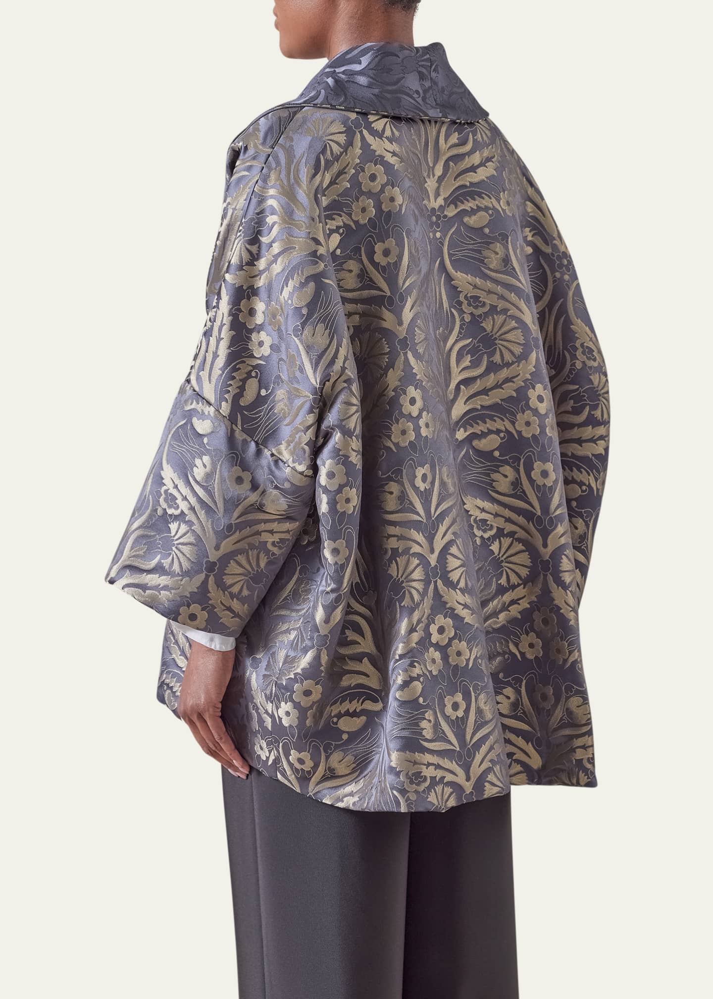 Eskandar Sloped Shoulder Shawl Collar Jacket (Long Length) Image 3 of 5