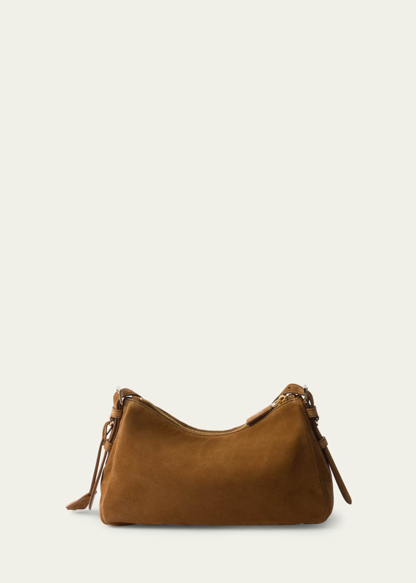 Prada Aimee Medium Zip Suede Shoulder Bag Image 3 of 5