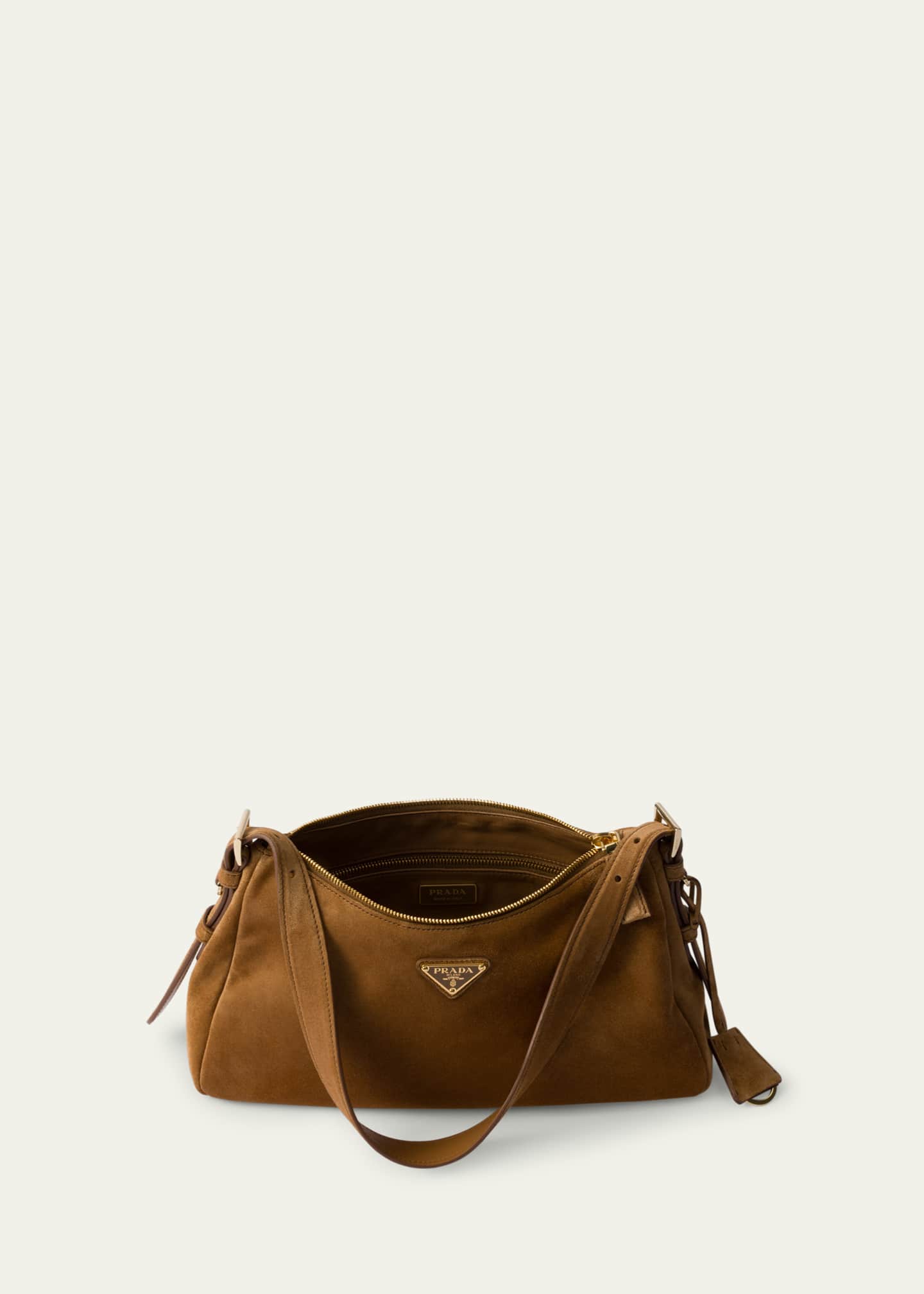 Prada Aimee Medium Zip Suede Shoulder Bag Image 4 of 5