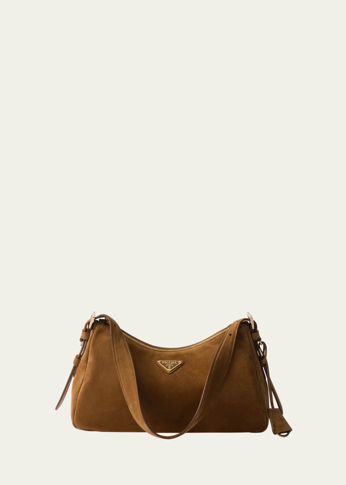 Prada Aimee Medium Zip Suede Shoulder Bag Image 1 of 5