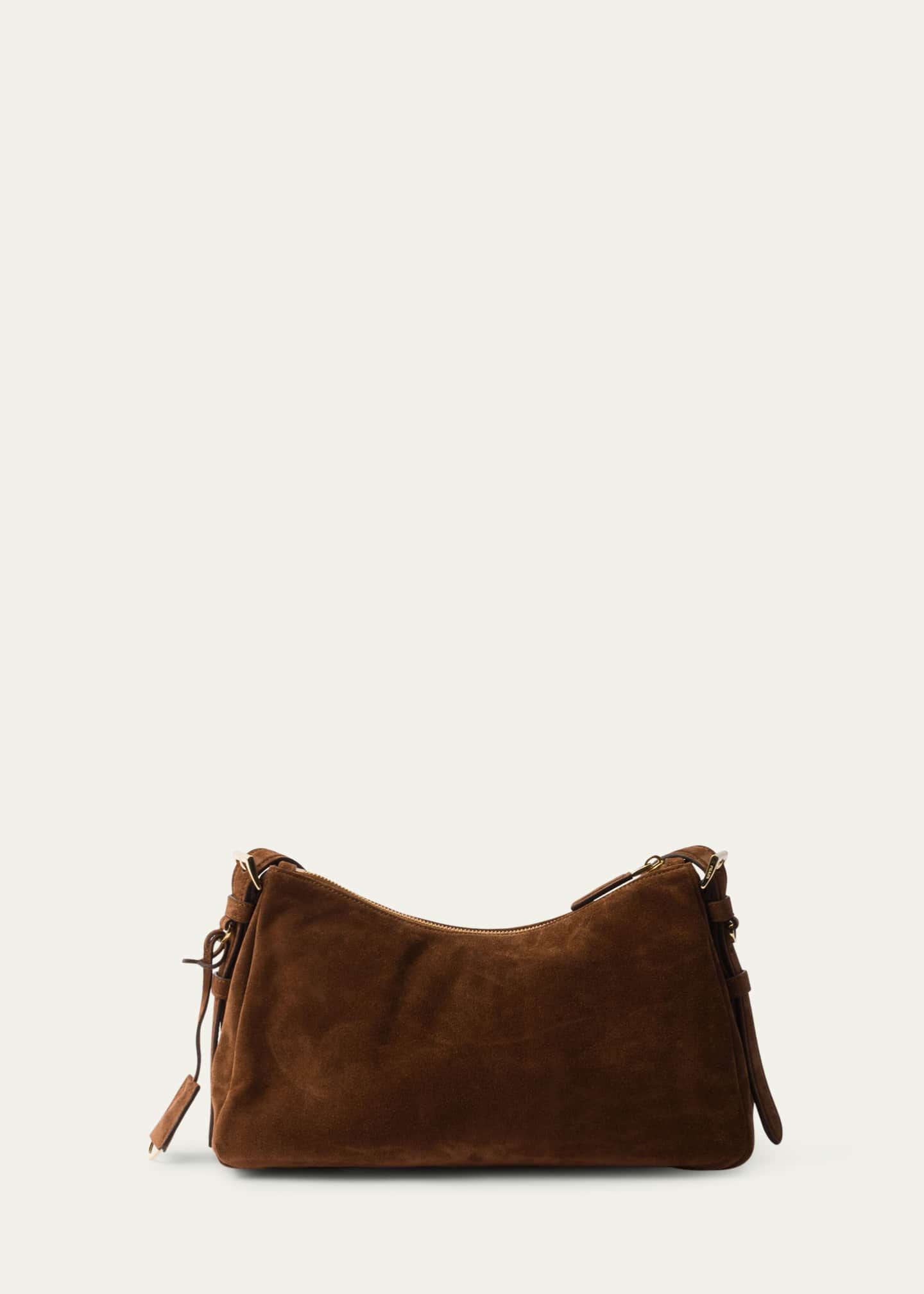 Prada Aimee Medium Zip Suede Shoulder Bag Image 3 of 5