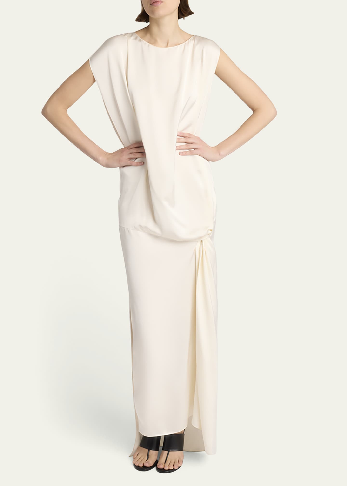 THE ROW Esmee Twisted Satin Maxi Shift Dress Image 7 of 7