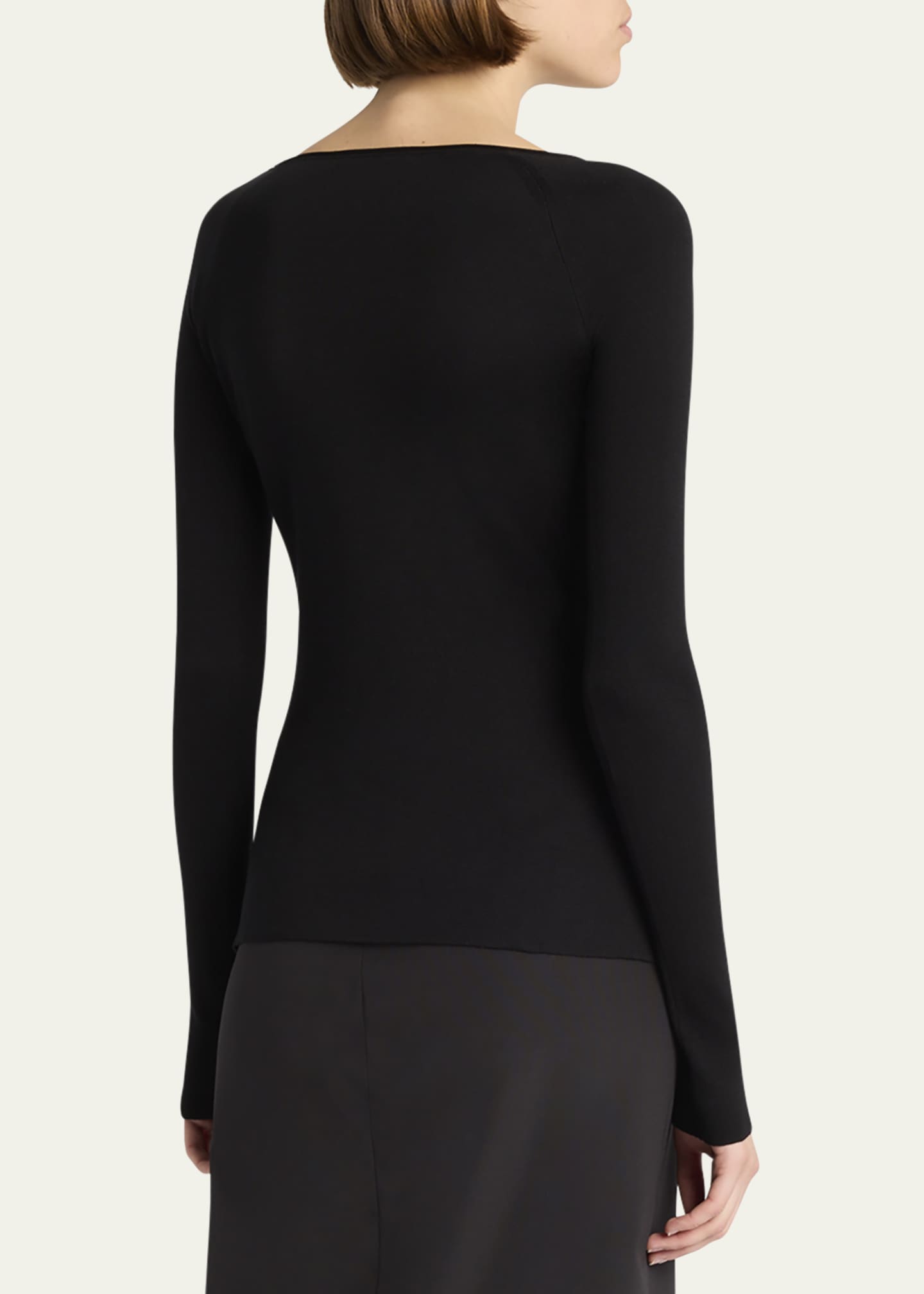 THE ROW Imo Scoop-Neck Long-Sleeve Silk Top Image 3 of 7