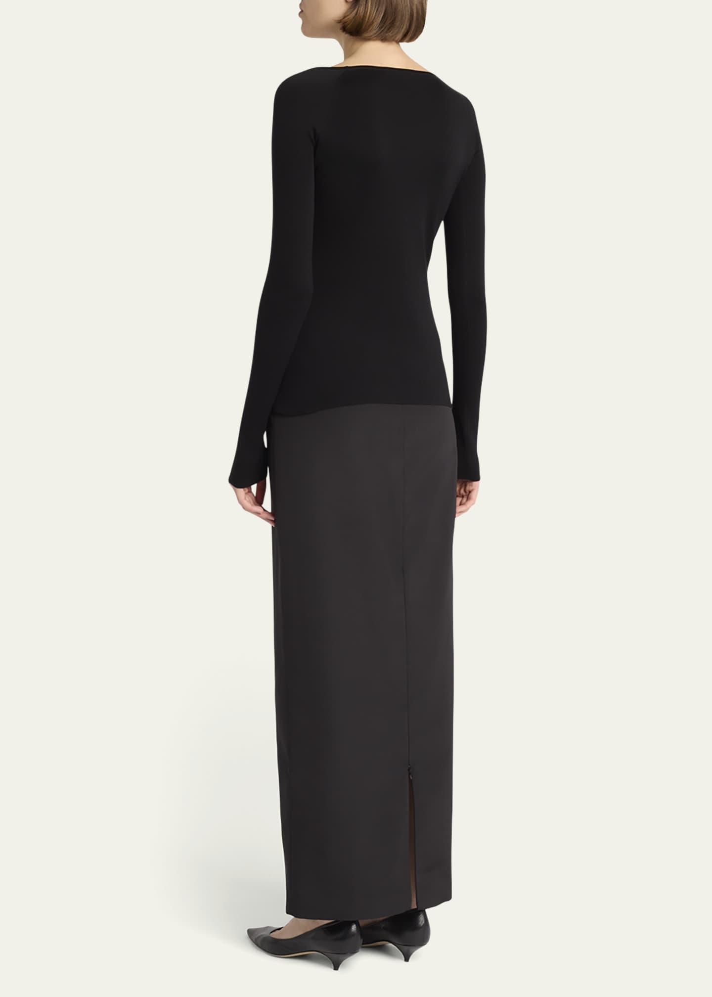 THE ROW Imo Scoop-Neck Long-Sleeve Silk Top Image 6 of 7