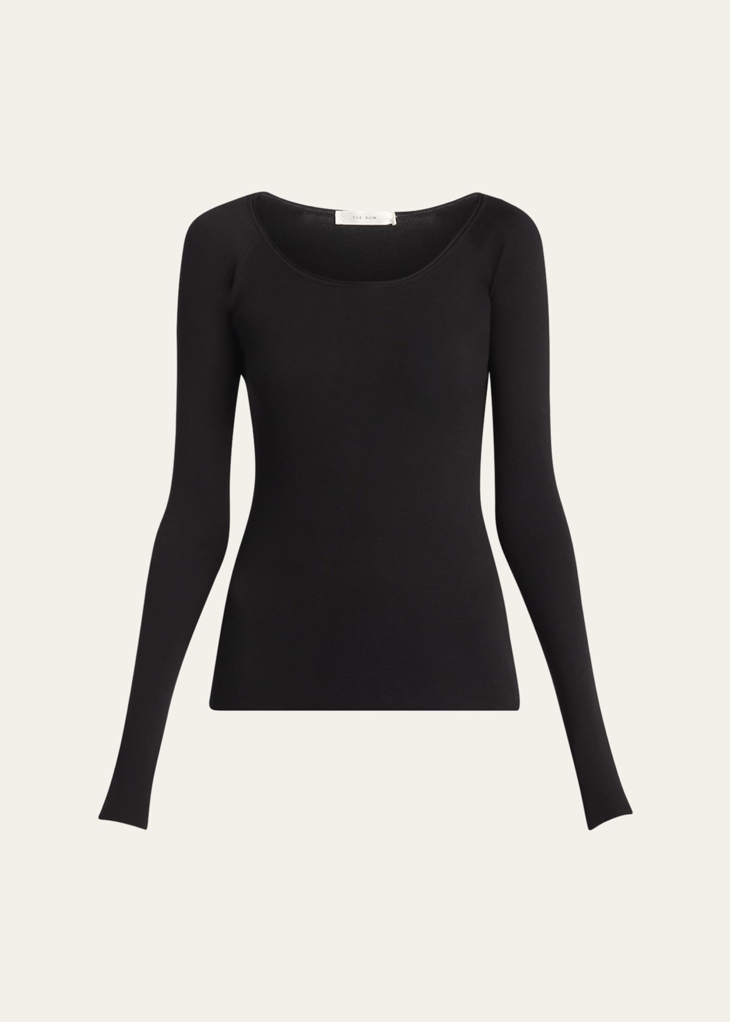 THE ROW Imo Scoop-Neck Long-Sleeve Silk Top Image 1 of 7