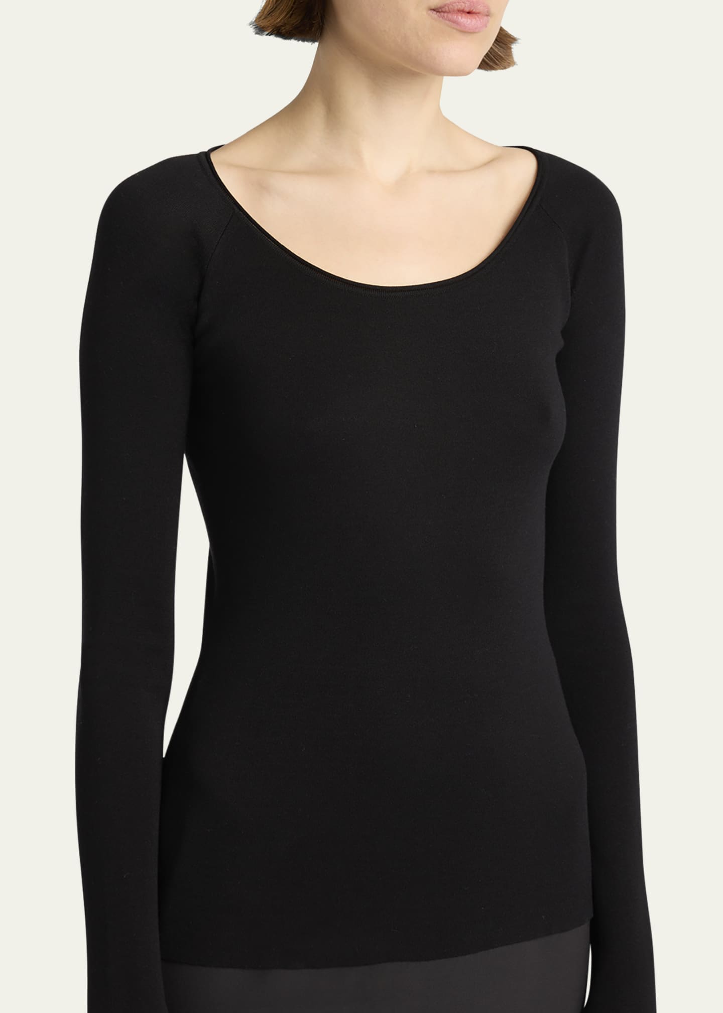 THE ROW Imo Scoop-Neck Long-Sleeve Silk Top Image 5 of 7