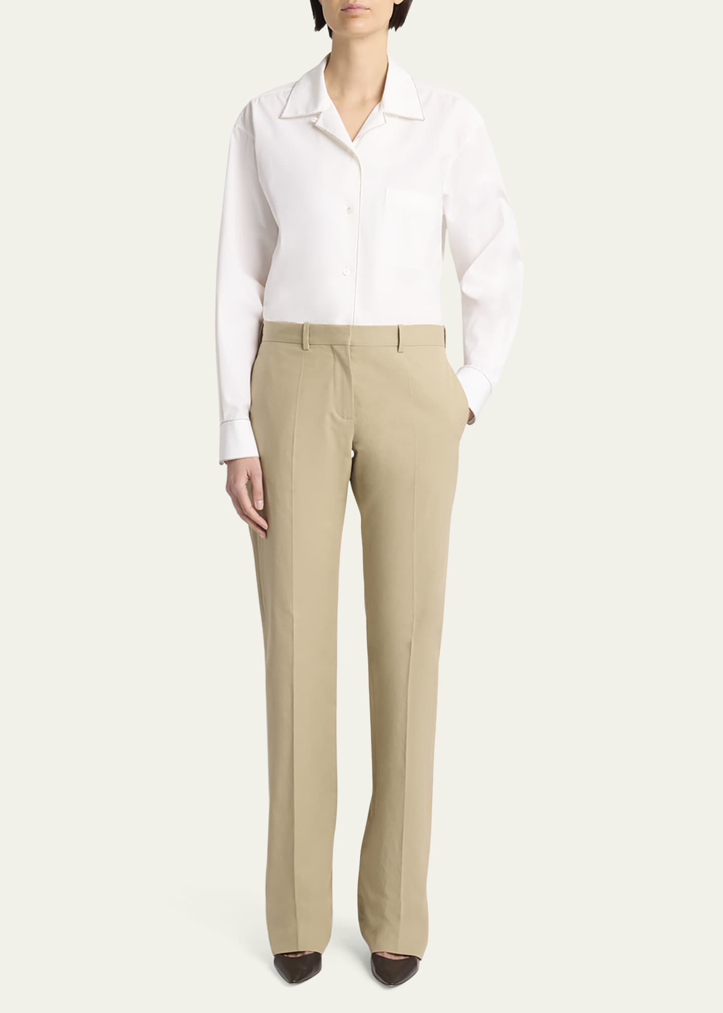 THE ROW Selvie Straight-Leg Crepe Pants Image 3 of 7