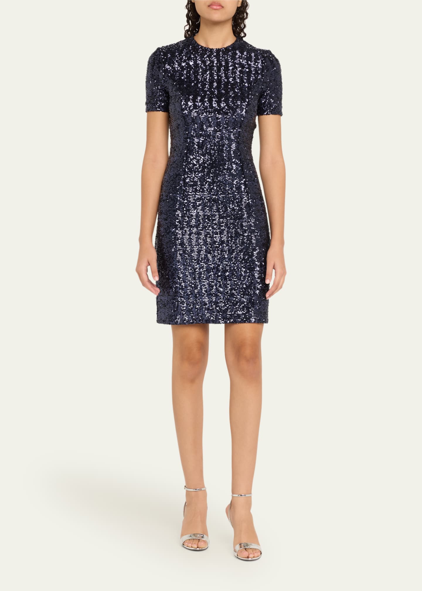Michael Kors Collection Sequined Short-Sleeve Mini Dress Image 2 of 5