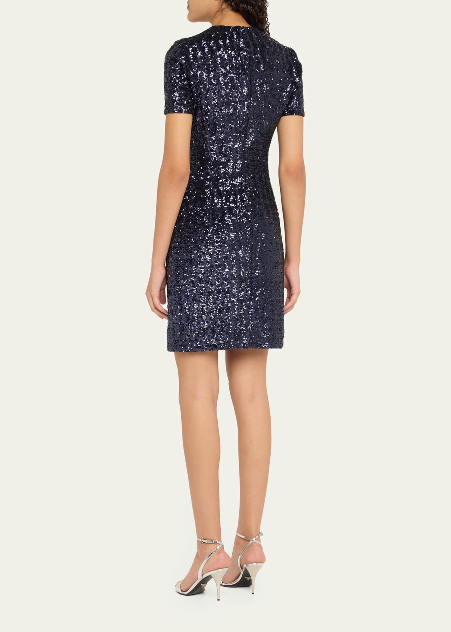Michael Kors Collection Sequined Short-Sleeve Mini Dress Image 3 of 5