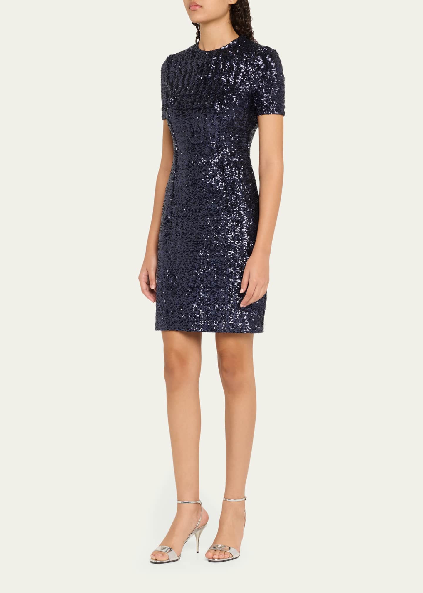 Michael Kors Collection Sequined Short-Sleeve Mini Dress Image 4 of 5
