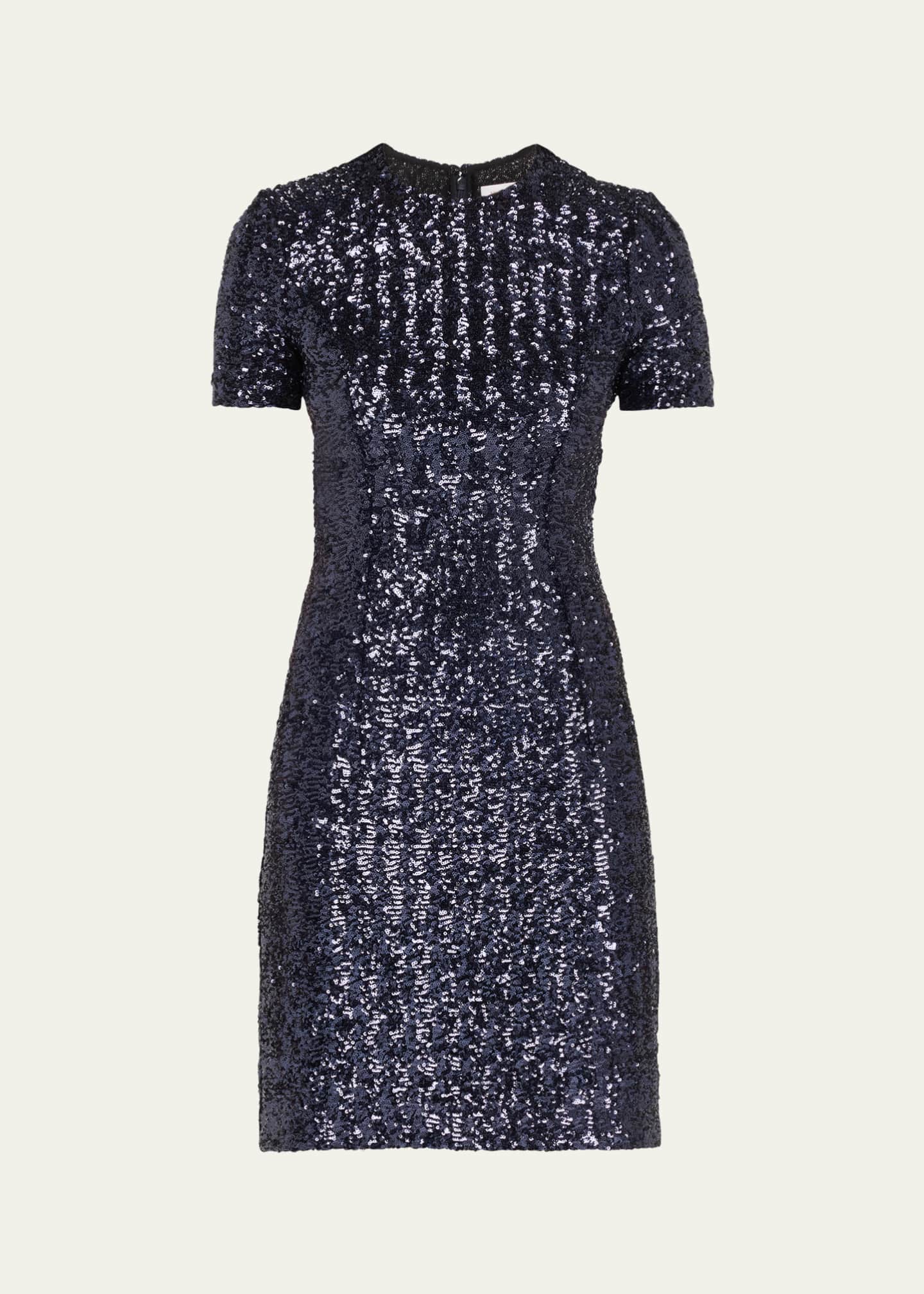 Michael Kors Collection Sequined Short-Sleeve Mini Dress Image 1 of 5