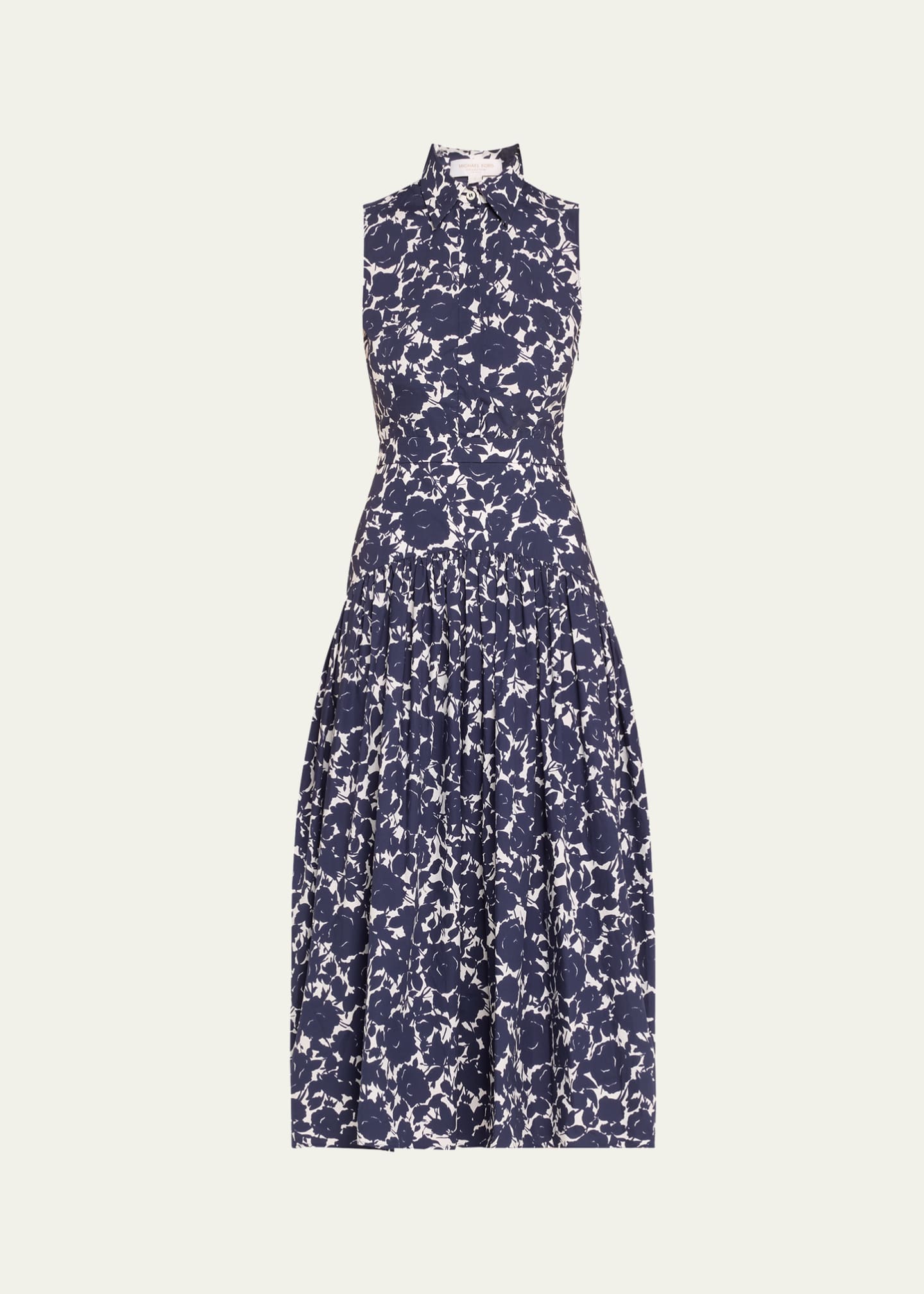 Michael Kors Collection Floral Drop-Waist Sleeveless Midi Shirtdress Image 1 of 5
