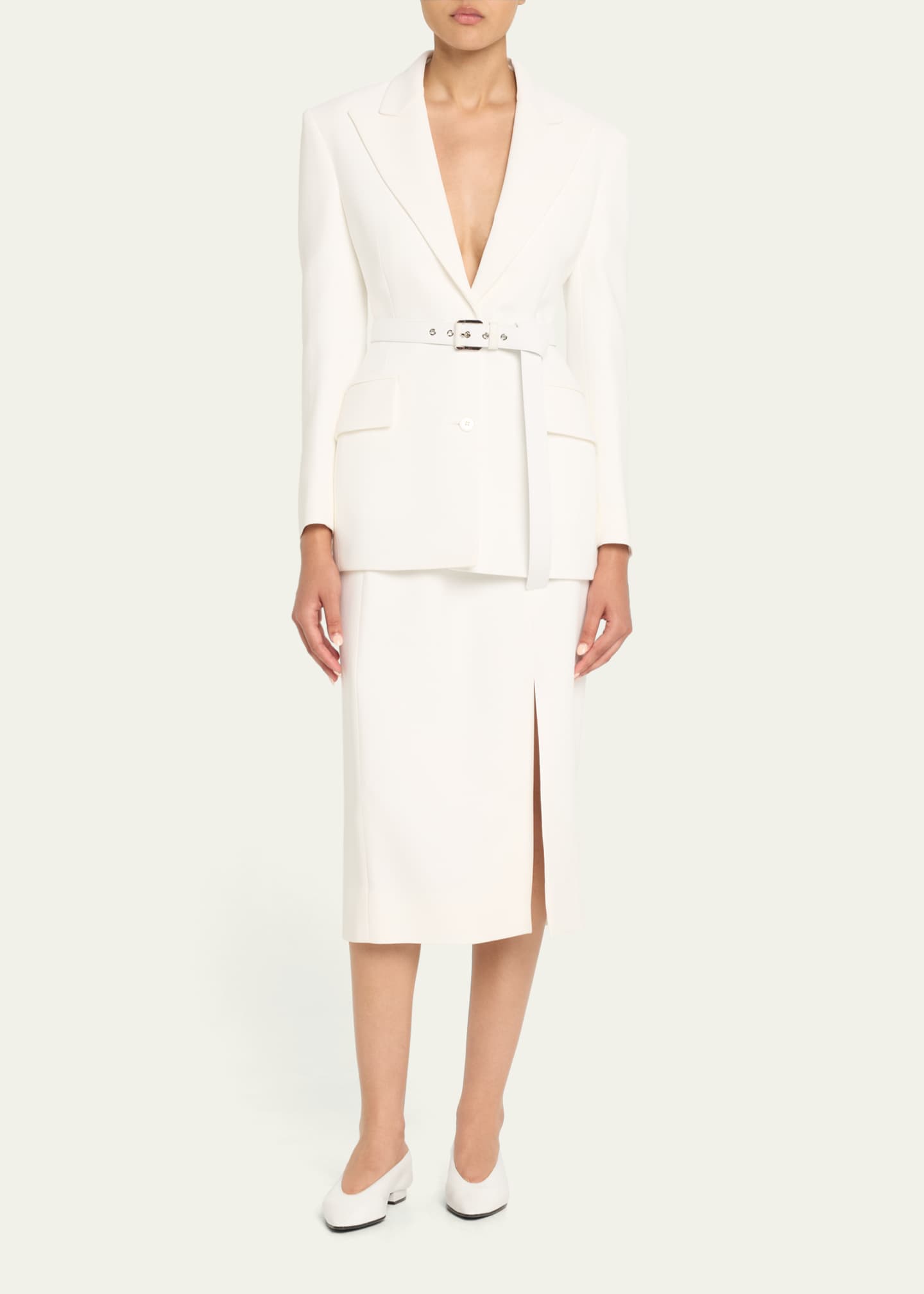 Michael Kors Collection Sculpted Single-Breasted Blazer With Belt Image 2 of 5