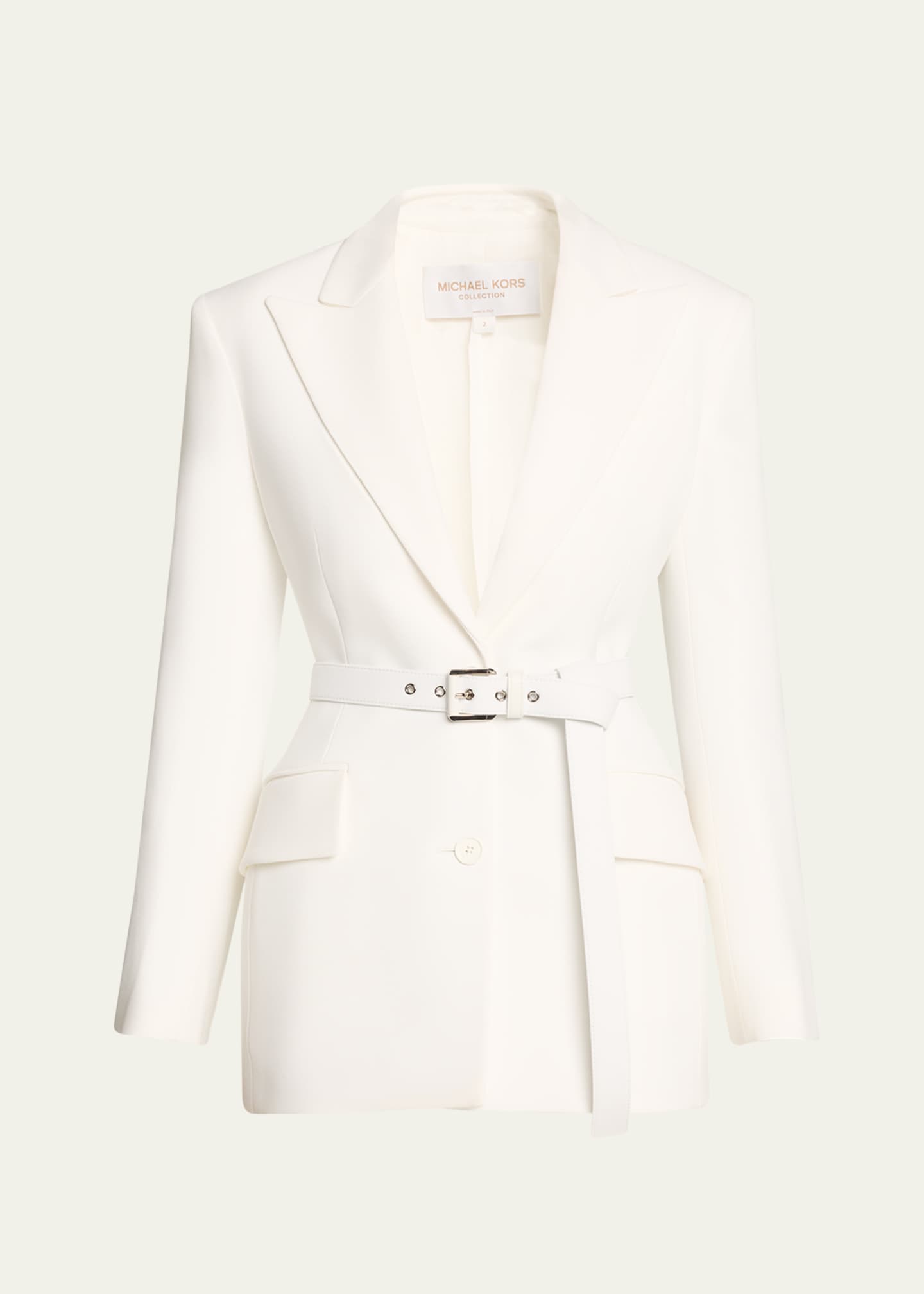 Michael Kors Collection Sculpted Single-Breasted Blazer With Belt Image 1 of 5