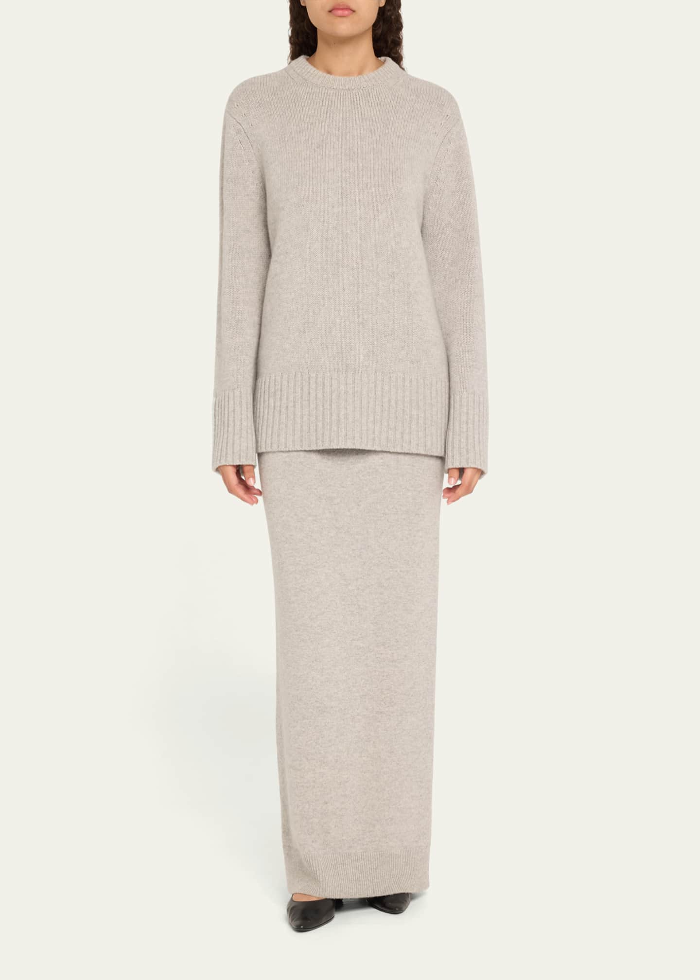 Michael Kors Collection Crewneck Oversized Cashmere Tunic Sweater Image 2 of 5