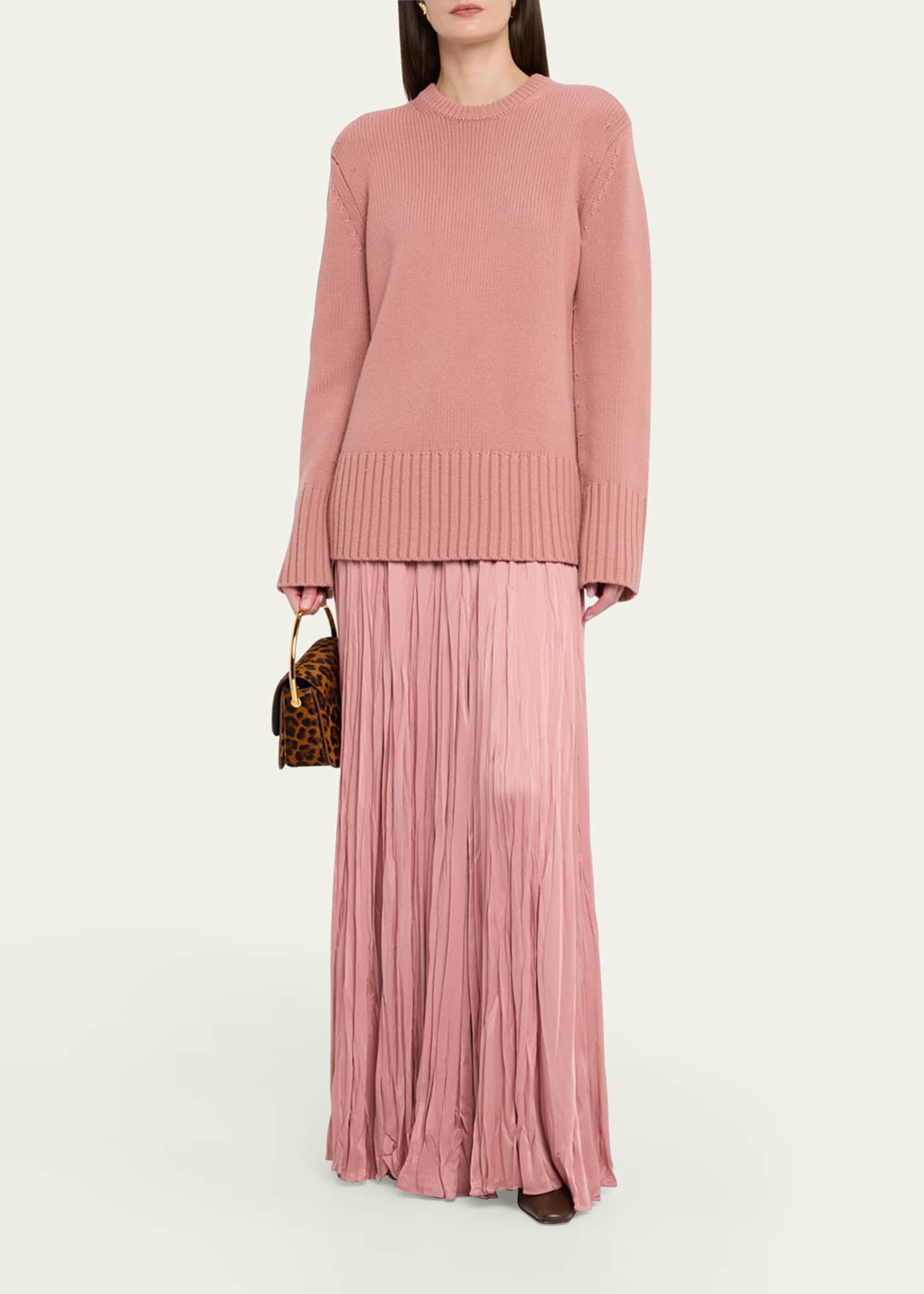 Michael Kors Collection Crewneck Oversized Cashmere Tunic Sweater Image 2 of 5
