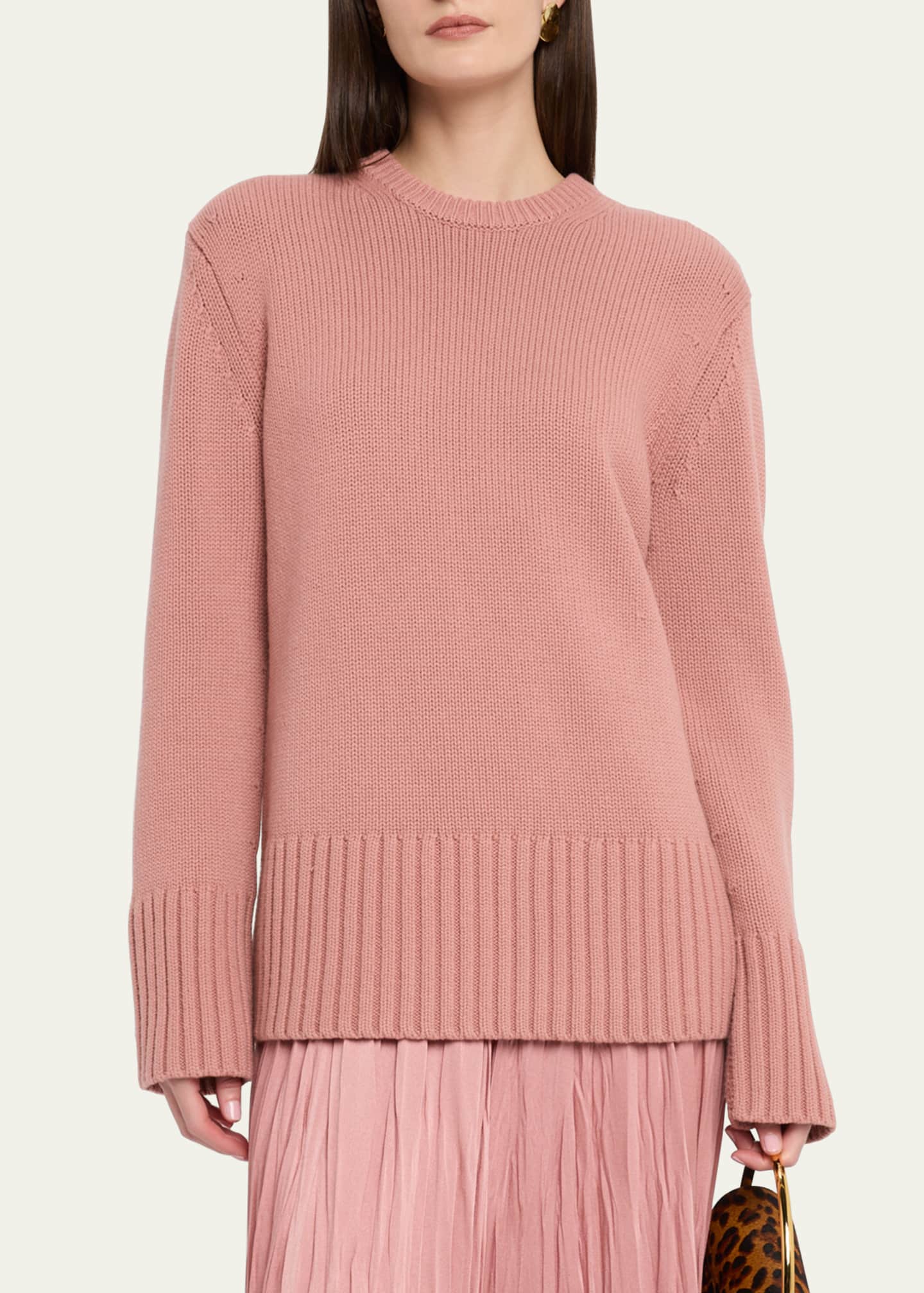 Michael Kors Collection Crewneck Oversized Cashmere Tunic Sweater Image 4 of 5