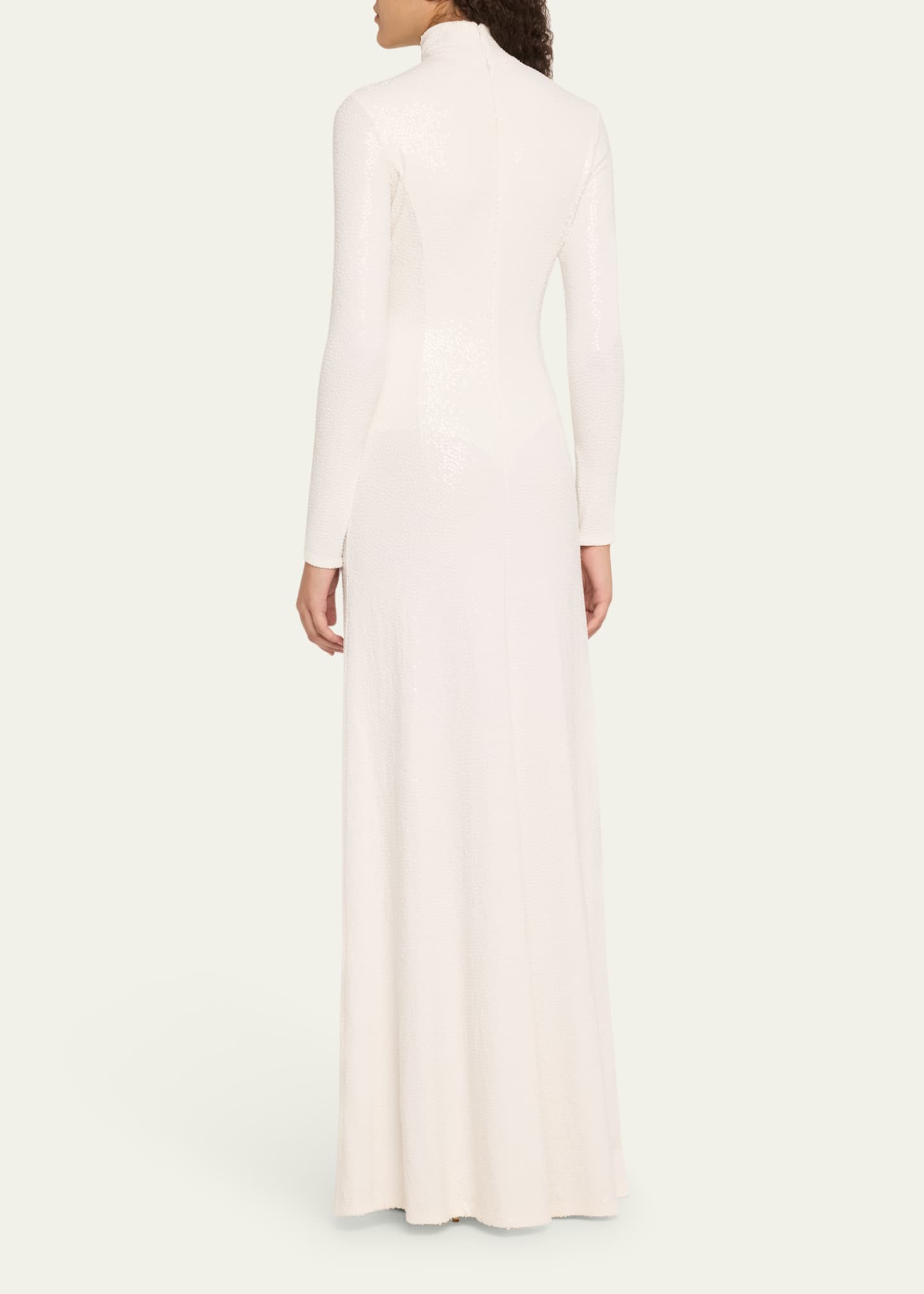 Michael Kors Collection Long Tonal Sequined Mock-Neck Gown Image 3 of 5