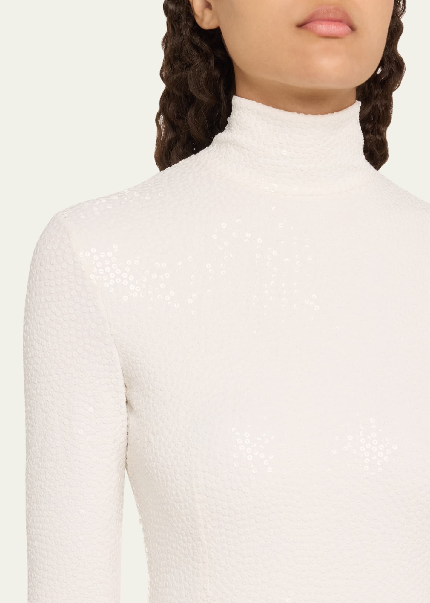 Michael Kors Collection Long Tonal Sequined Mock-Neck Gown Image 5 of 5