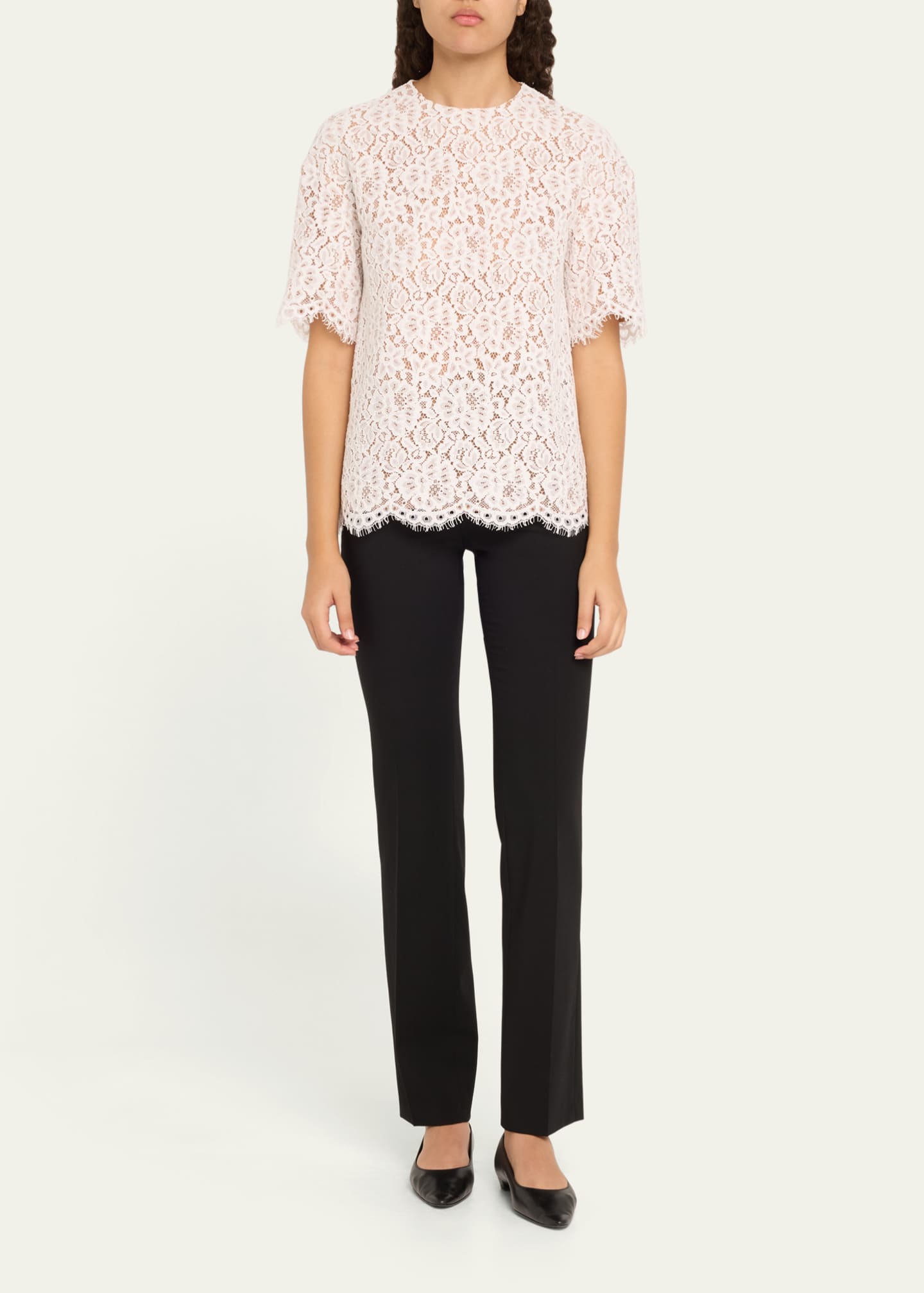 Michael Kors Collection Lace Oversized Crewneck T-Shirt Image 2 of 5