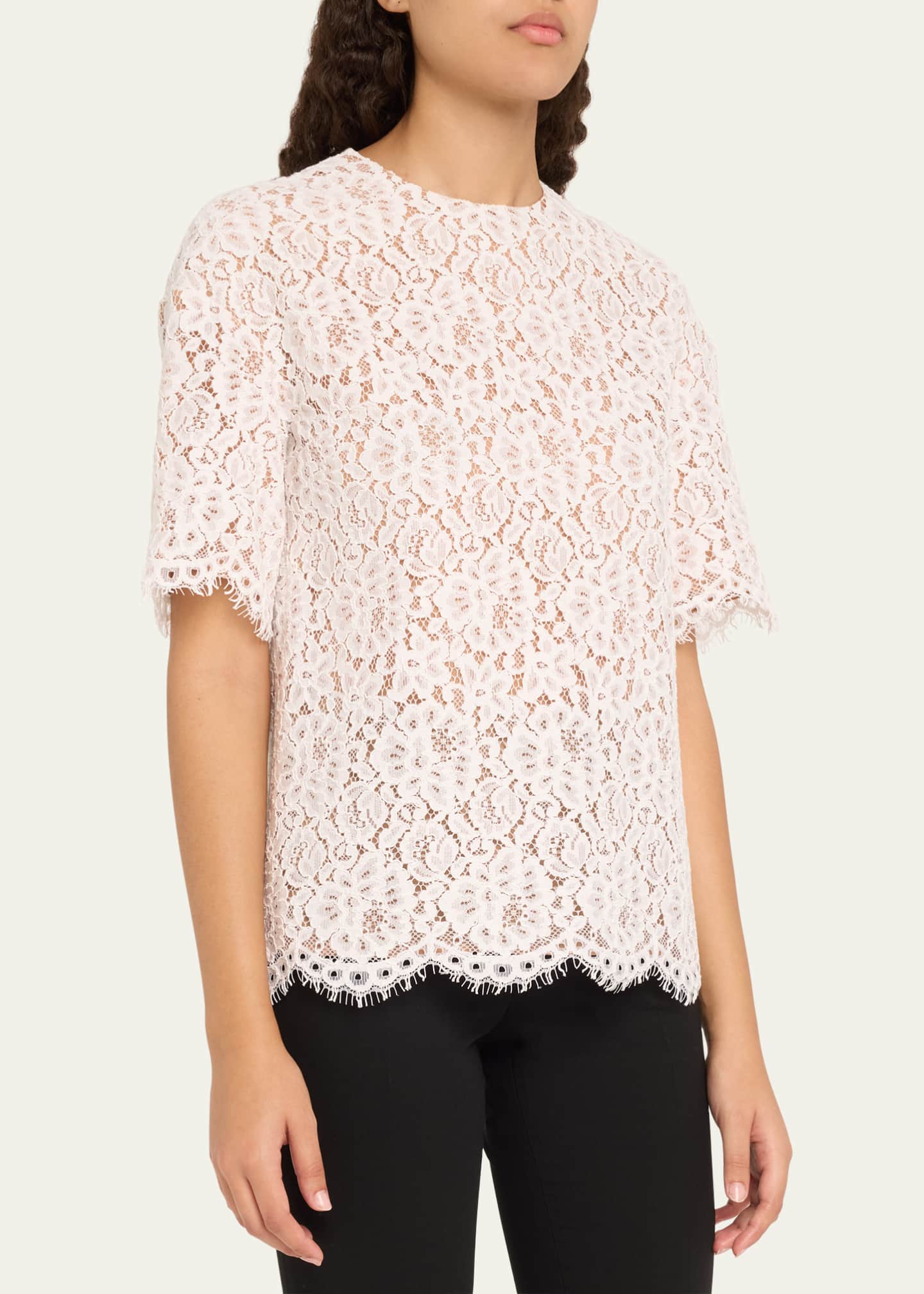 Michael Kors Collection Lace Oversized Crewneck T-Shirt Image 4 of 5