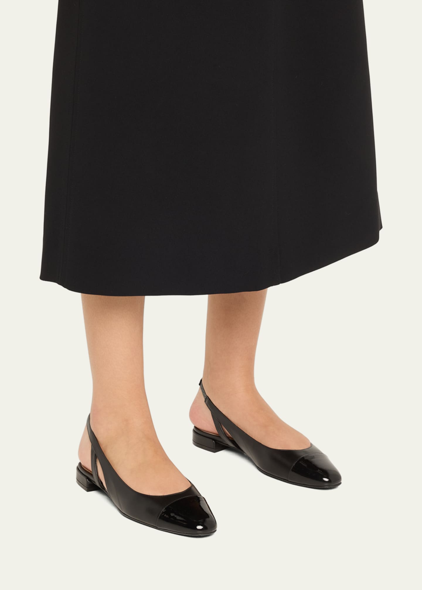 Stuart Weitzman Sleek Leather Slingback Ballerina Flats Image 2 of 6