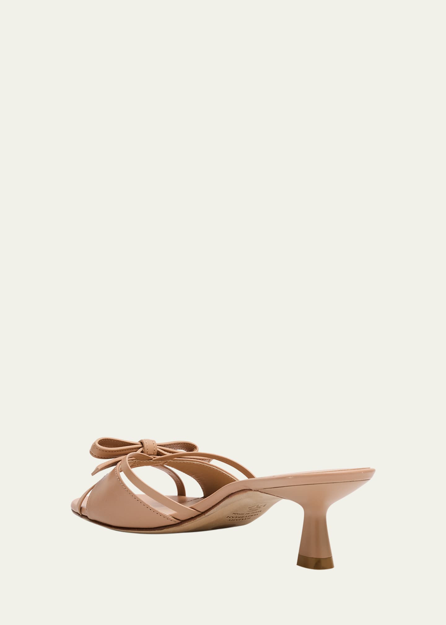 Stuart Weitzman Felicity Leather Bow Kitten-Heel Mules Image 4 of 6