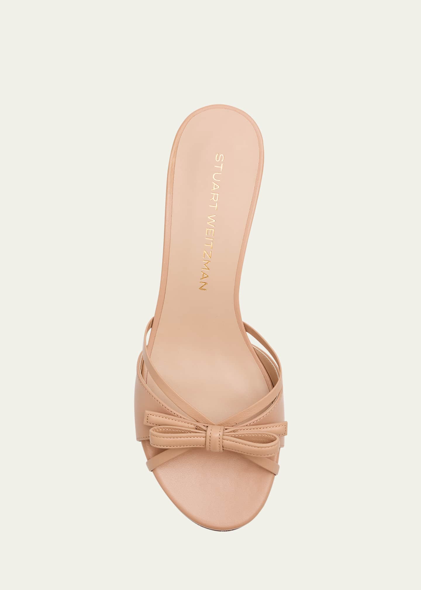 Stuart Weitzman Felicity Leather Bow Kitten-Heel Mules Image 6 of 6