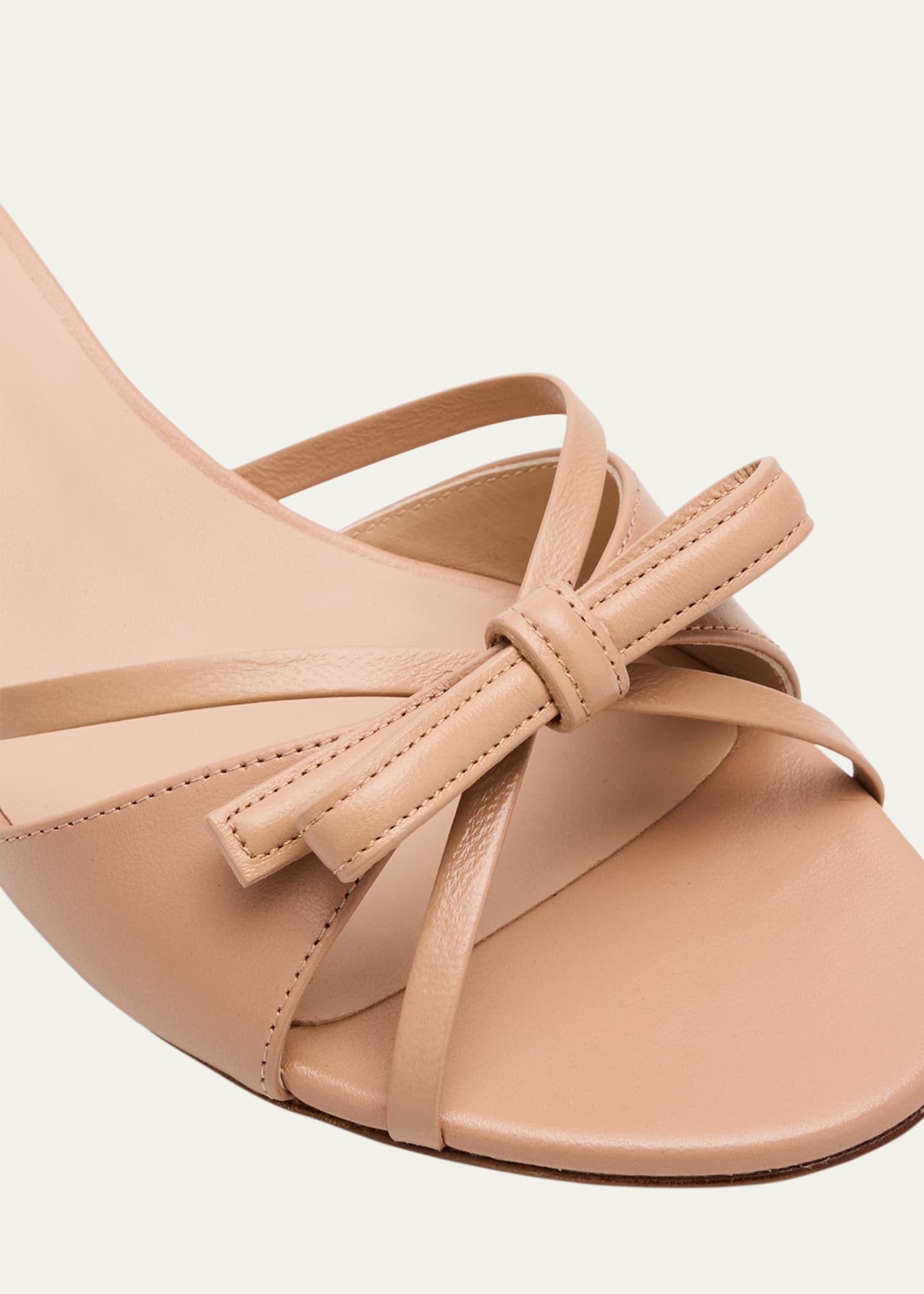 Stuart Weitzman Felicity Leather Bow Kitten-Heel Mules Image 5 of 6