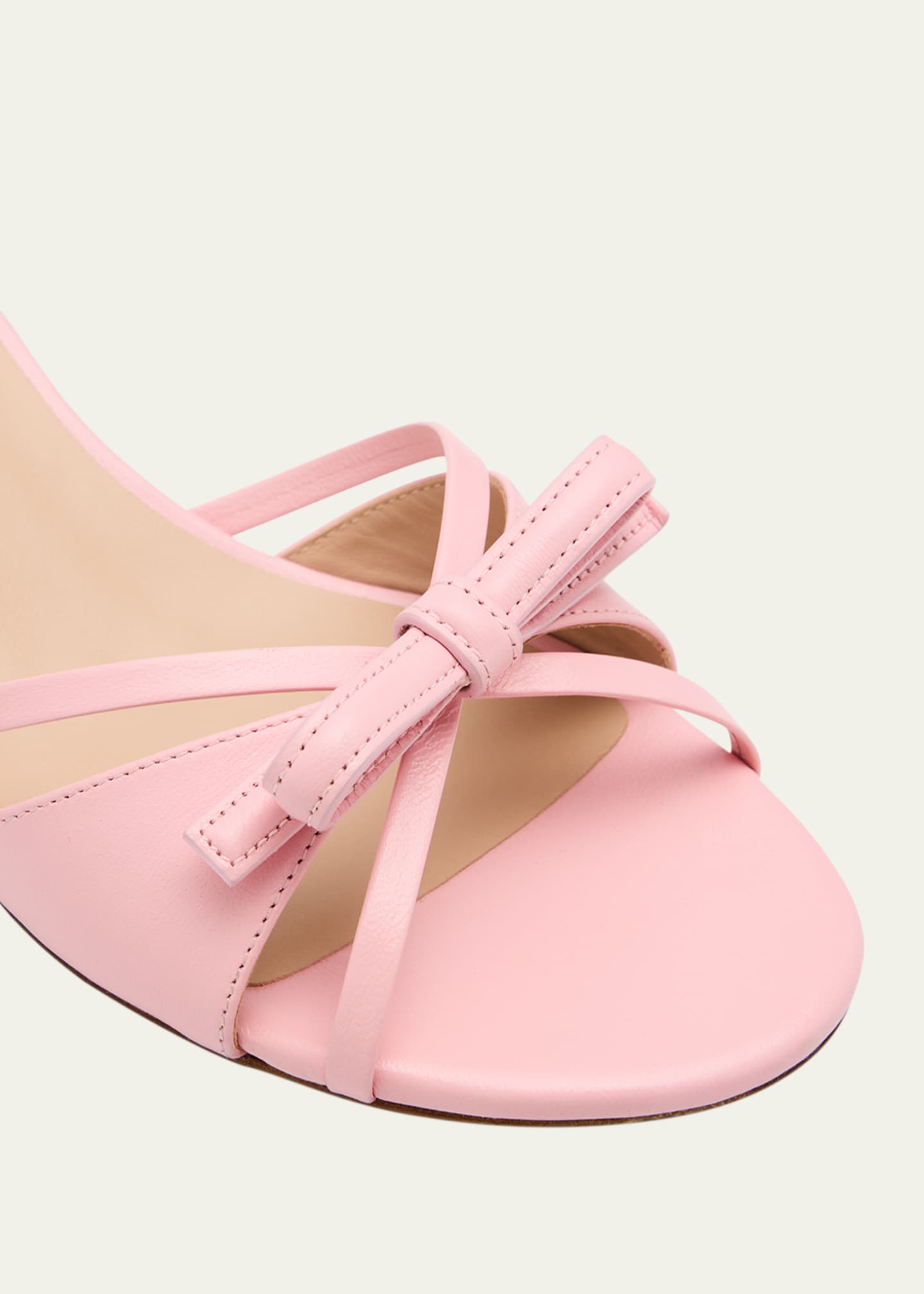 Stuart Weitzman Felicity Leather Bow Kitten-Heel Mules